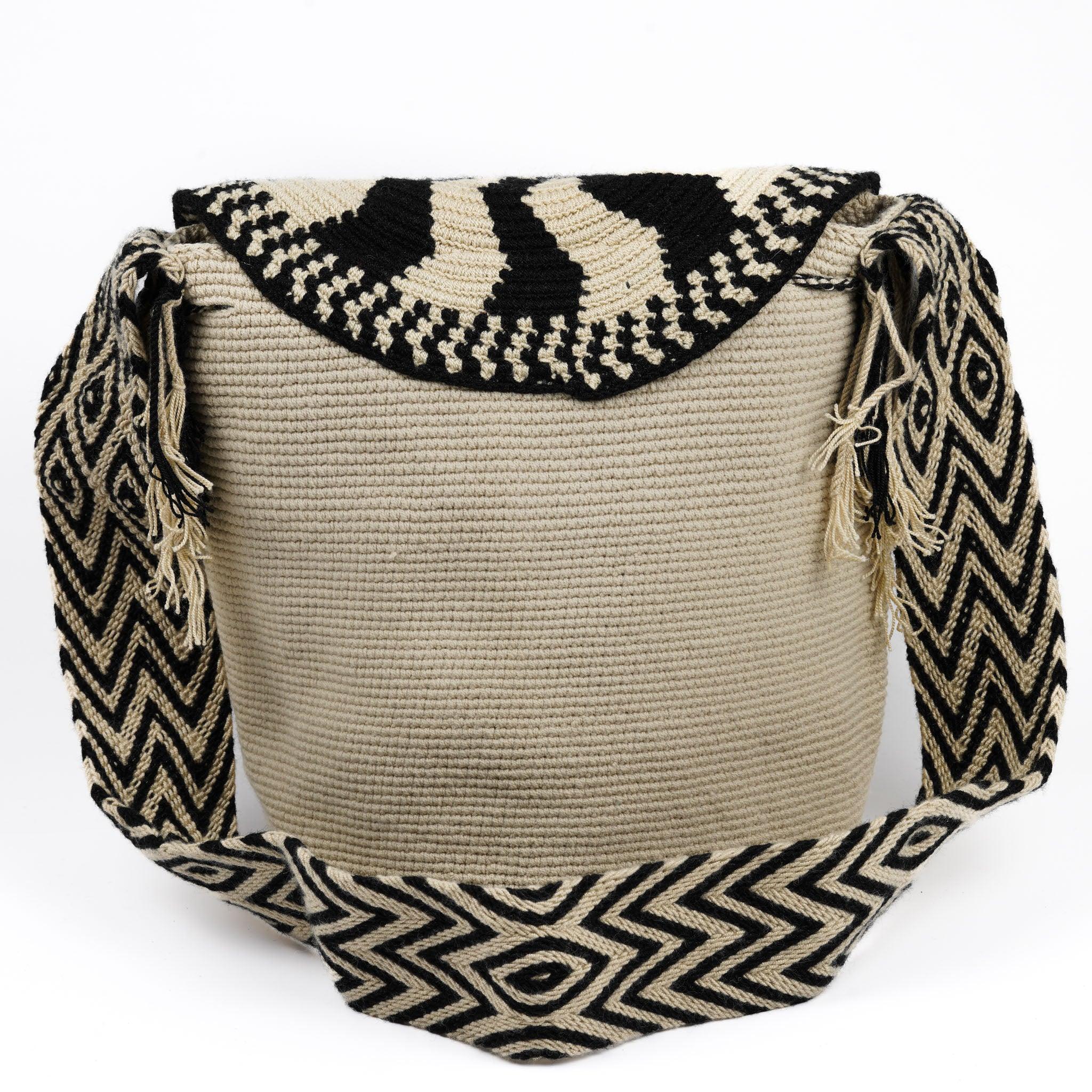Large Crossbody Bag Beige & Black - Mochila