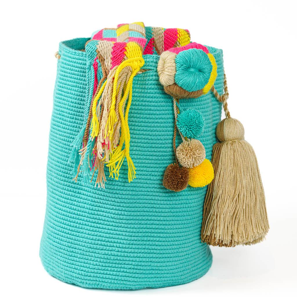 Large Crossbody Bag Aqua & Beige