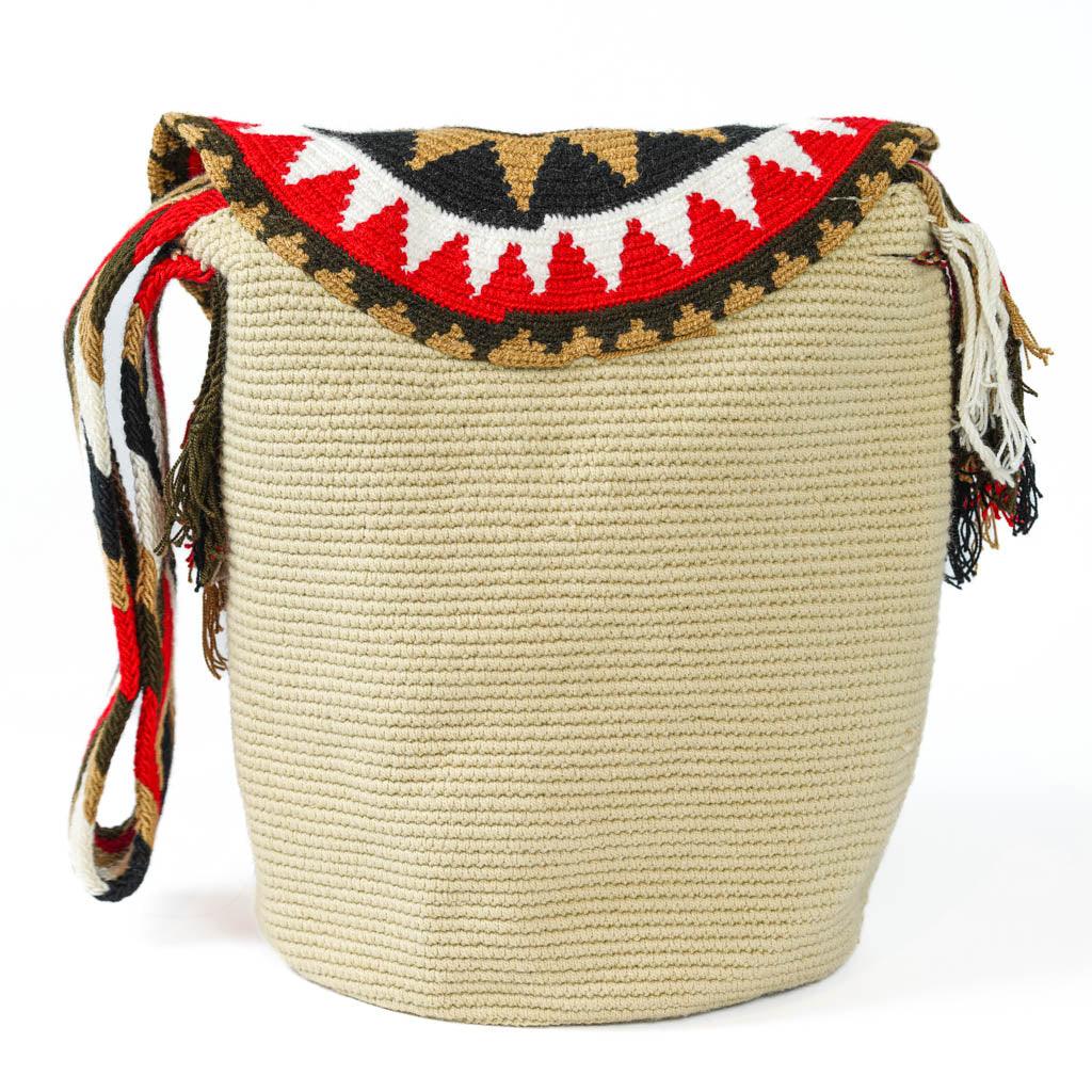 Large Crossbody Bag Beige & Red