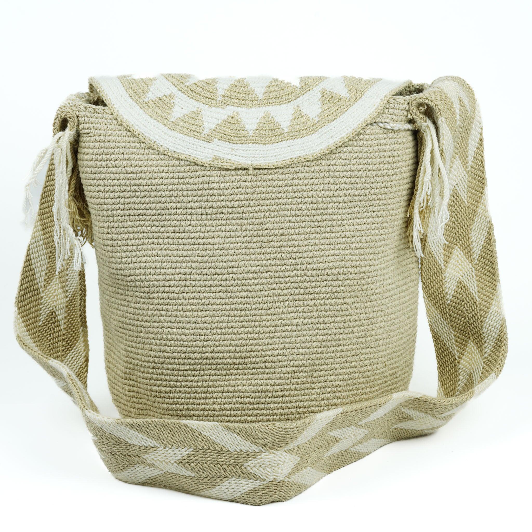 Large Crossbody Bag Beige & White - Mochila