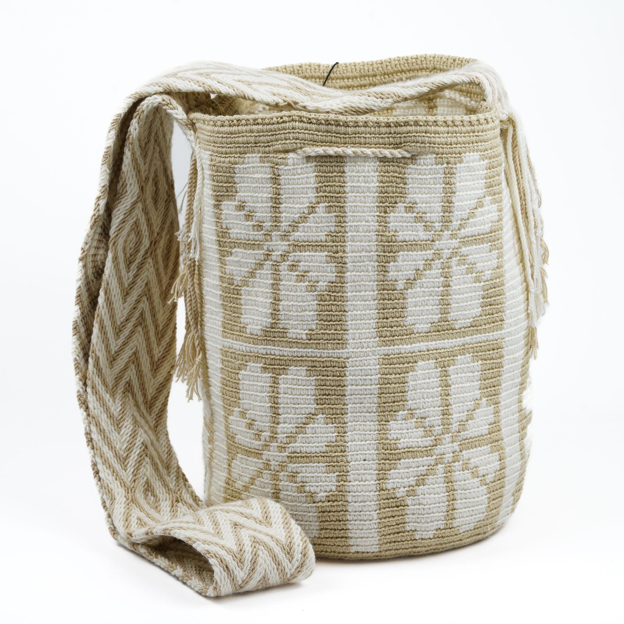 Large Crossbody Bag White flower - Mochila