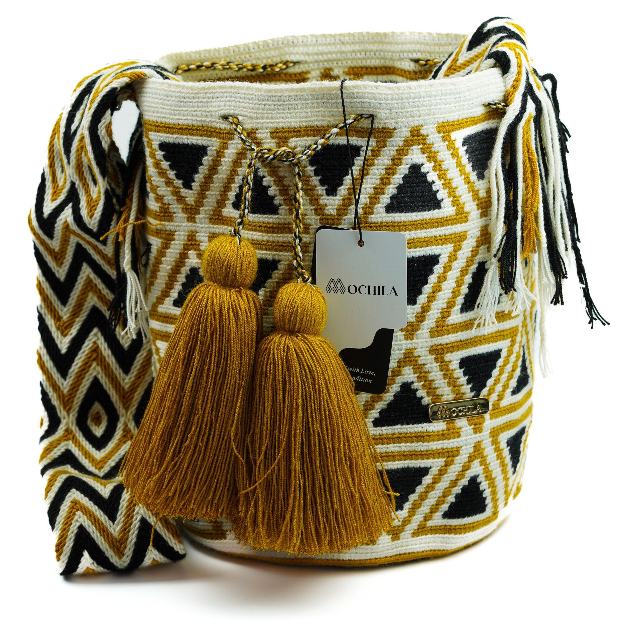 Large Crossbody Bag Black & Mustard - Mochila