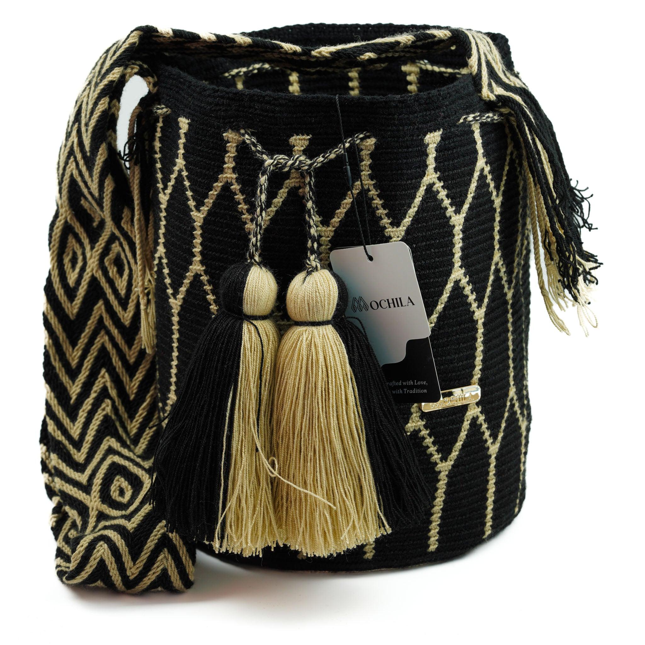 Large Crossbody Bag Black & Gold - Mochila