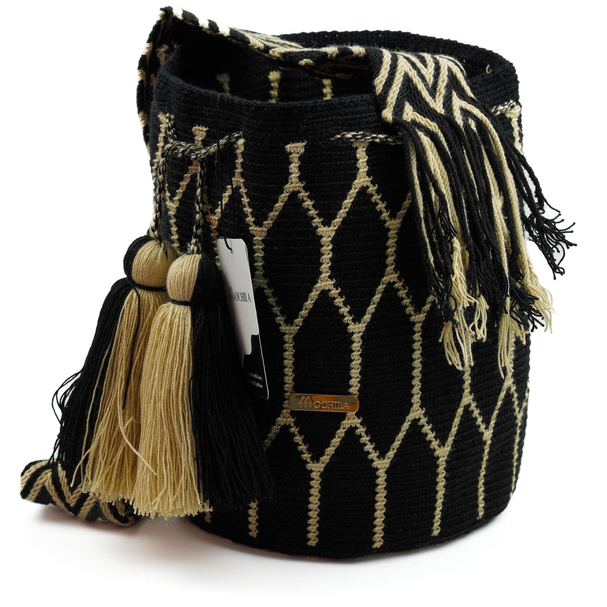 Large Crossbody Bag Black & Gold - Mochila