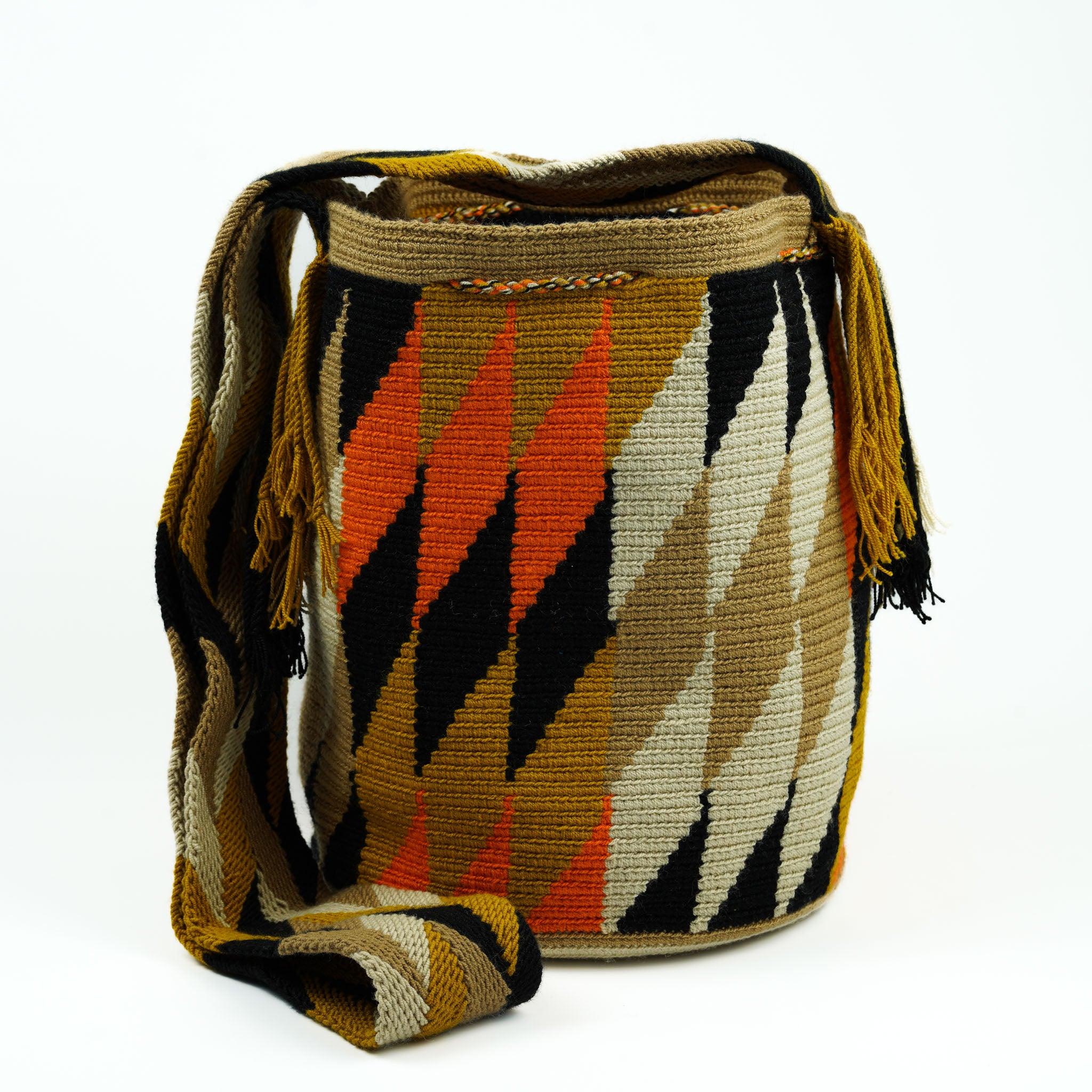 Large Crossbody Bag Orange and Brown - Mochila