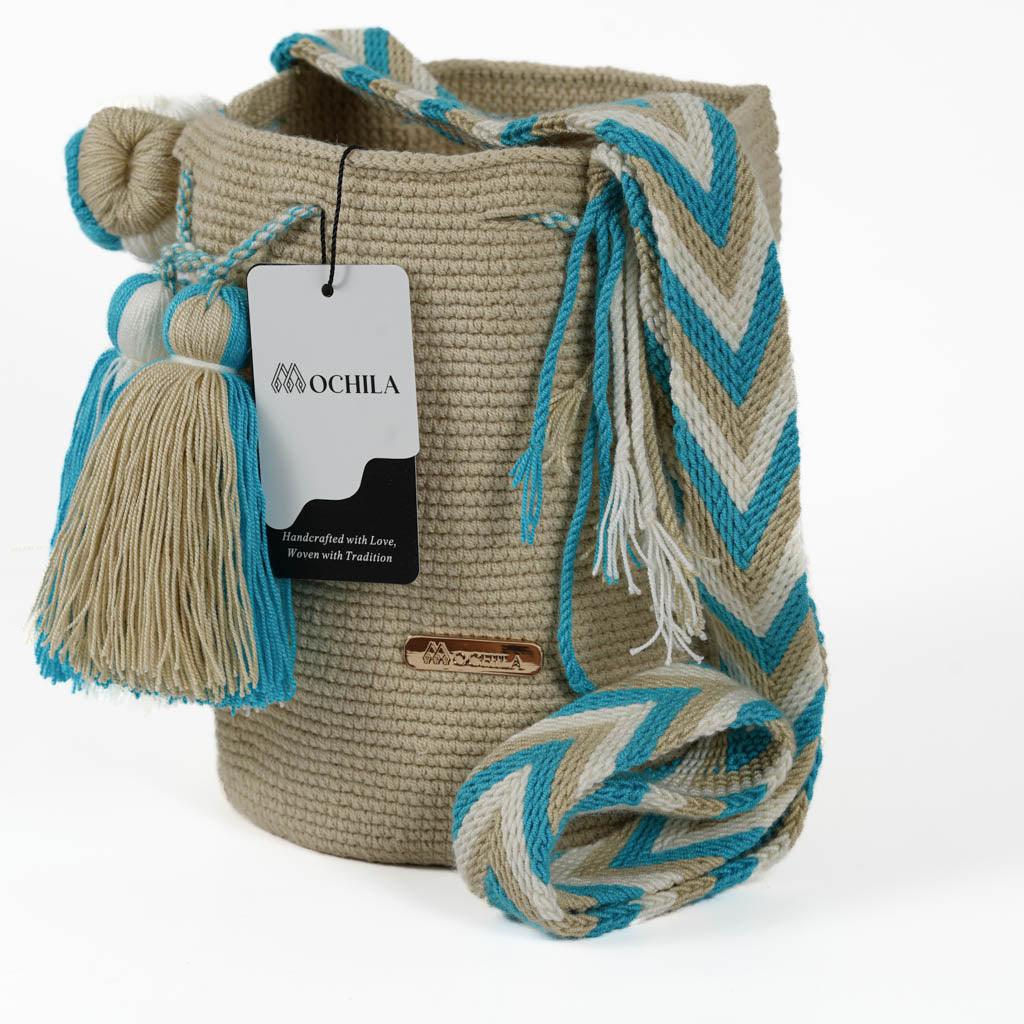 Medium Crossbody Bag Beige & Blue