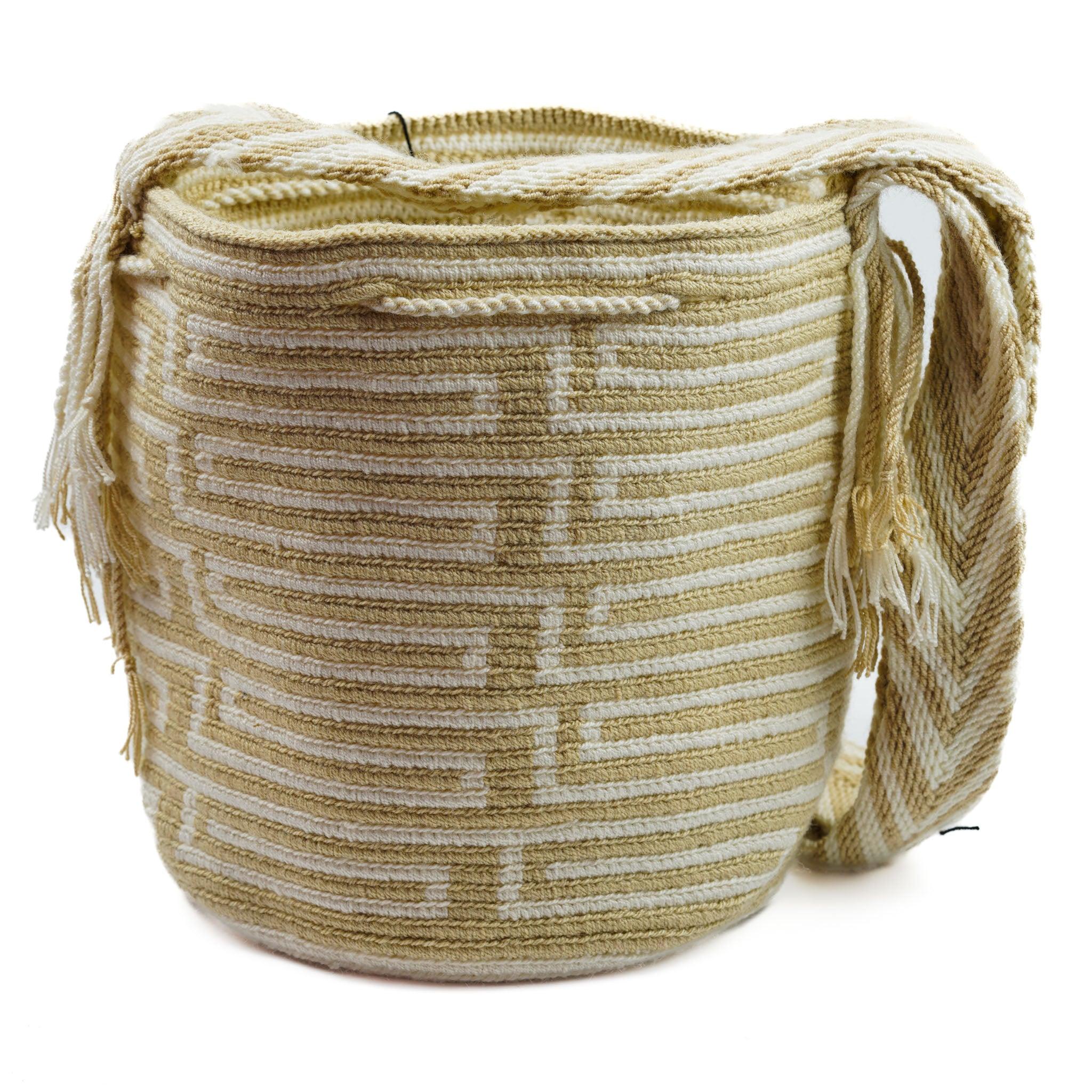 Medium Crossbody Bag Beige & White - Mochila