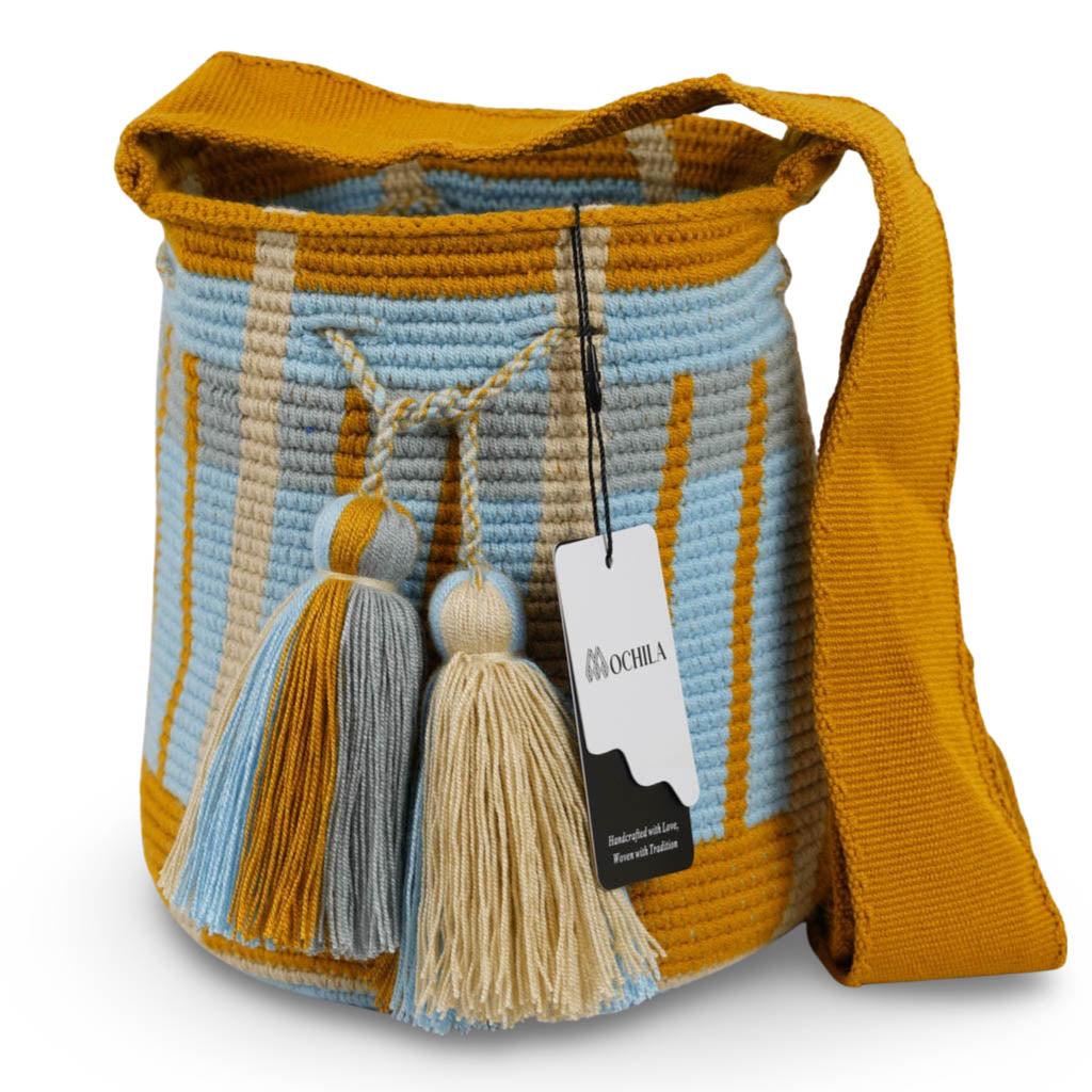 Medium Crossbody Bag Blue & Mustard