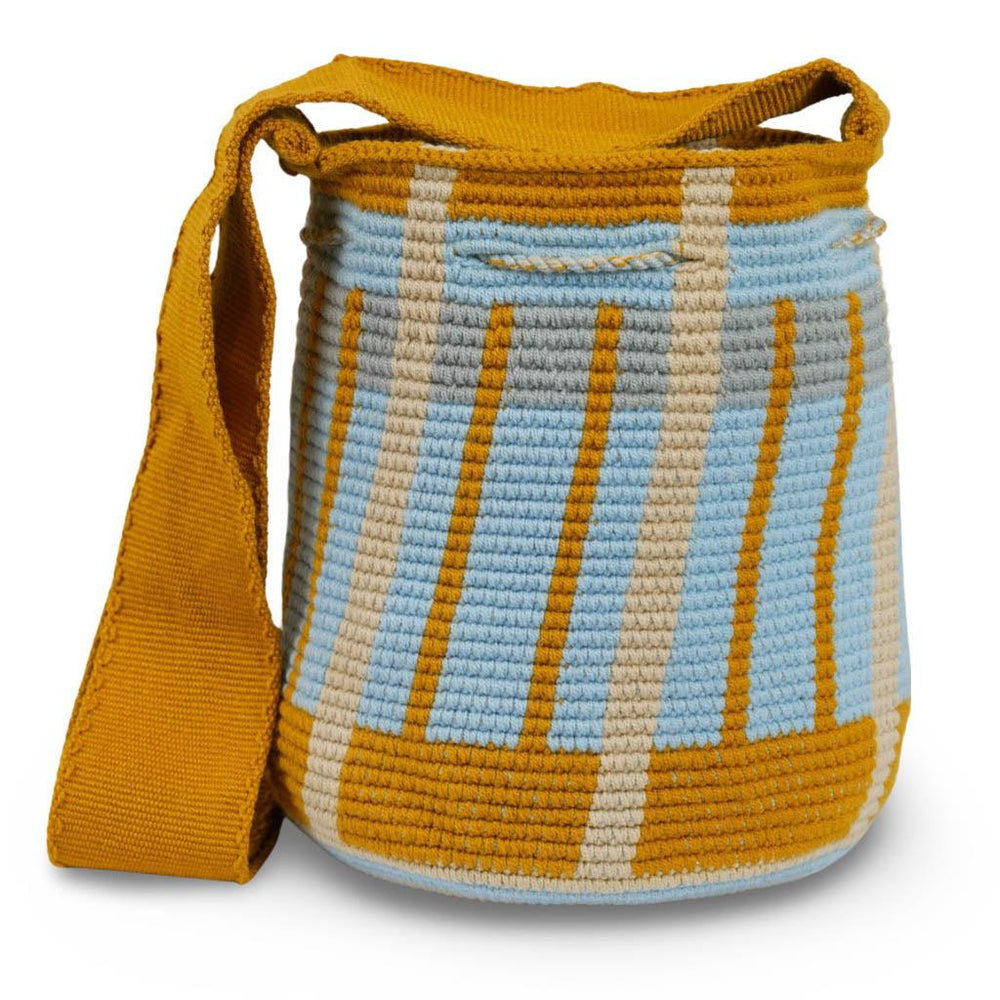 Medium Crossbody Bag Blue & Mustard