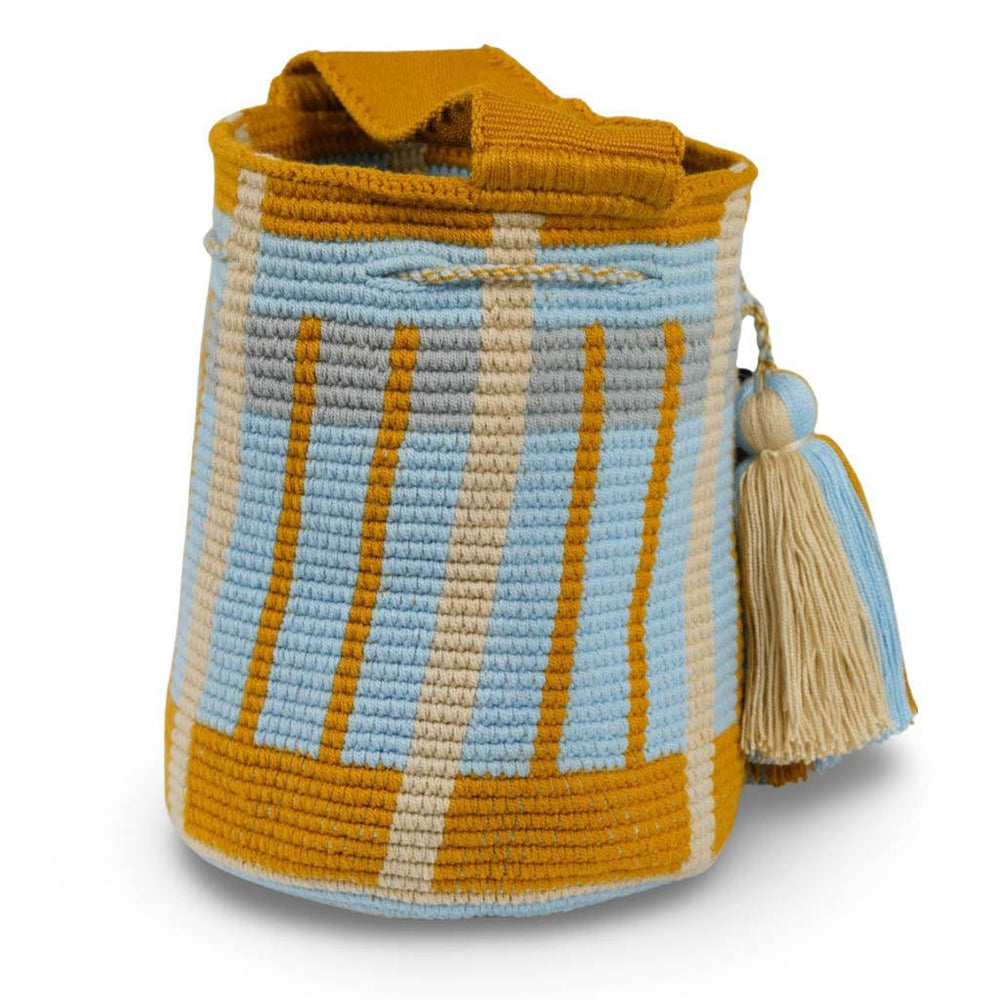 Medium Crossbody Bag Blue & Mustard