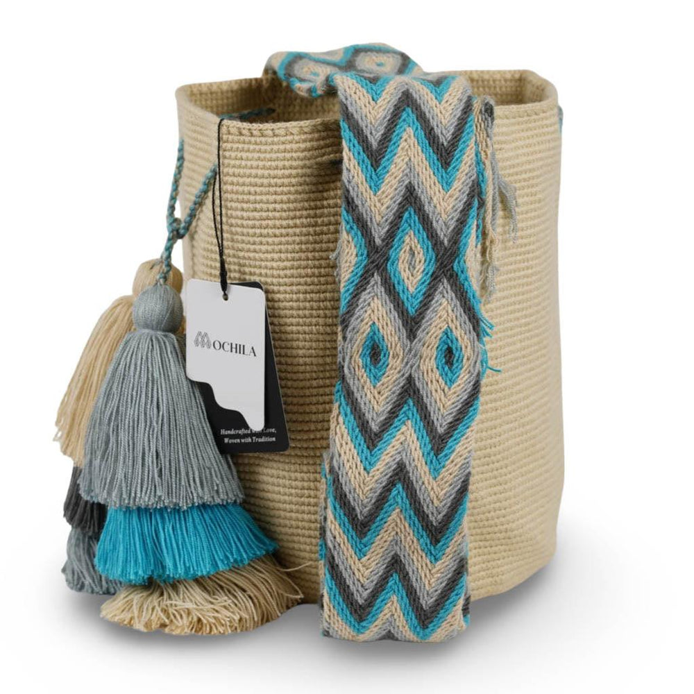 Large Crossbody Bag Beige & Blue II