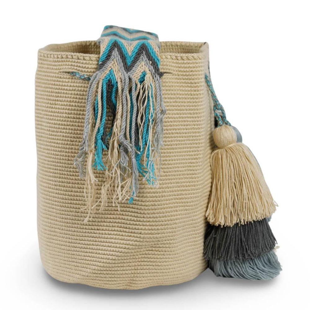 Large Crossbody Bag Beige & Blue II