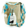 Large Crossbody Bag Beige and Blue