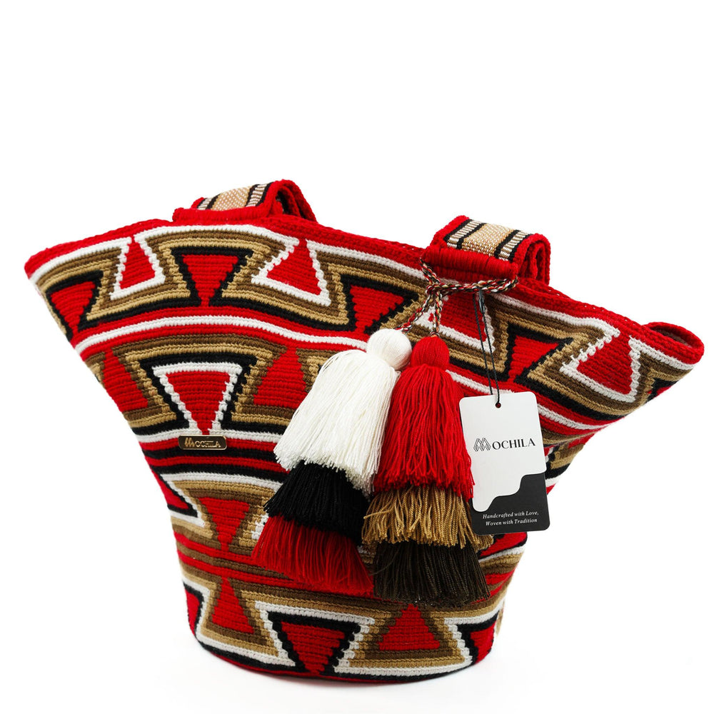 Shoulder Beach Bag Red and Brown - Mochila