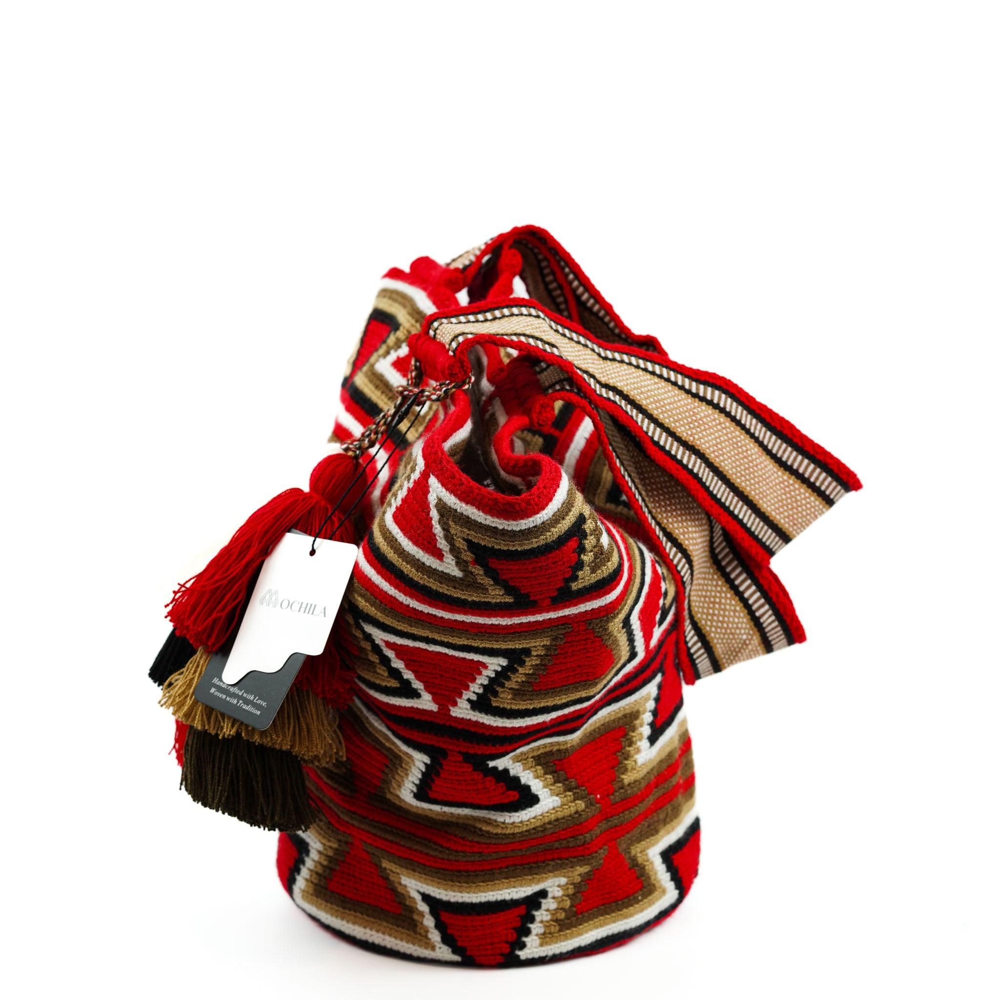 Shoulder Beach Bag Red and Brown - Mochila