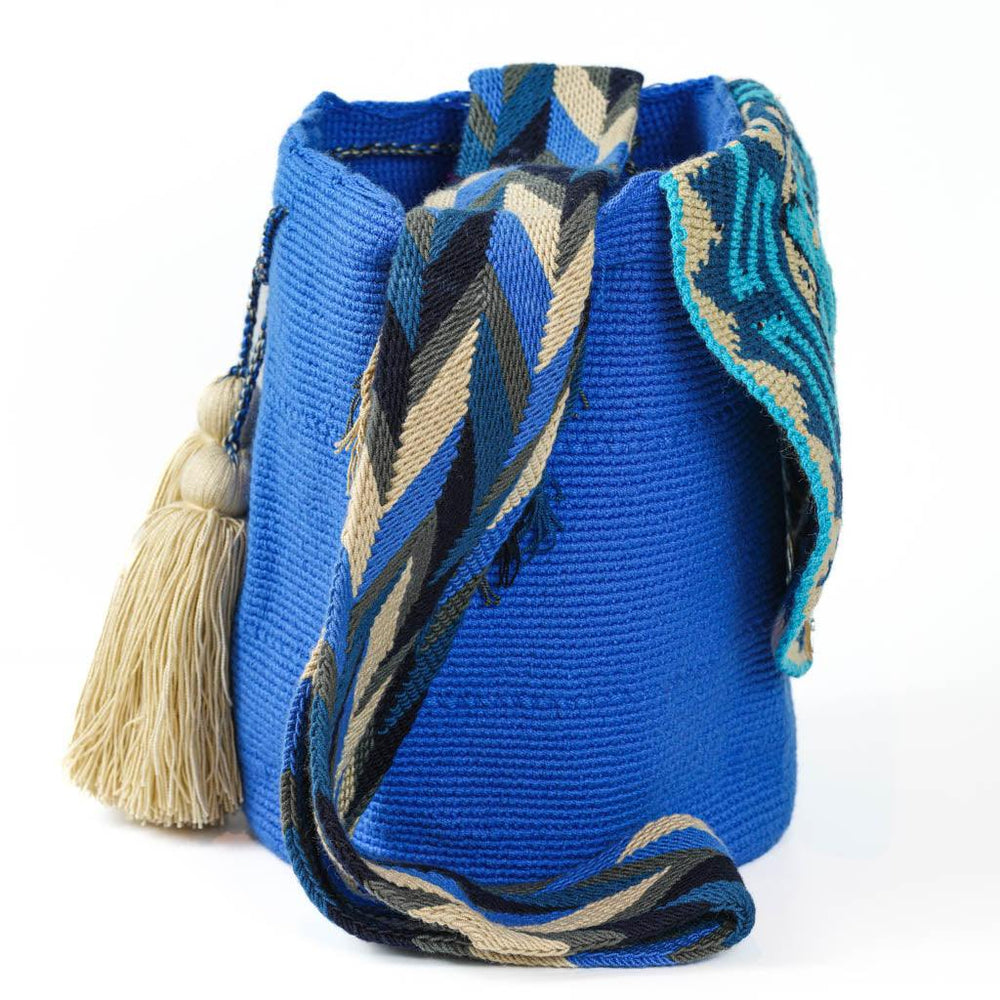 Large Crossbody Bag Blue & Beige