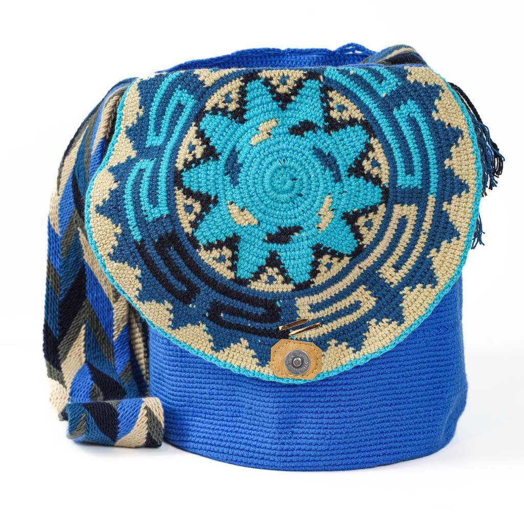 Large Crossbody Bag Blue & Beige