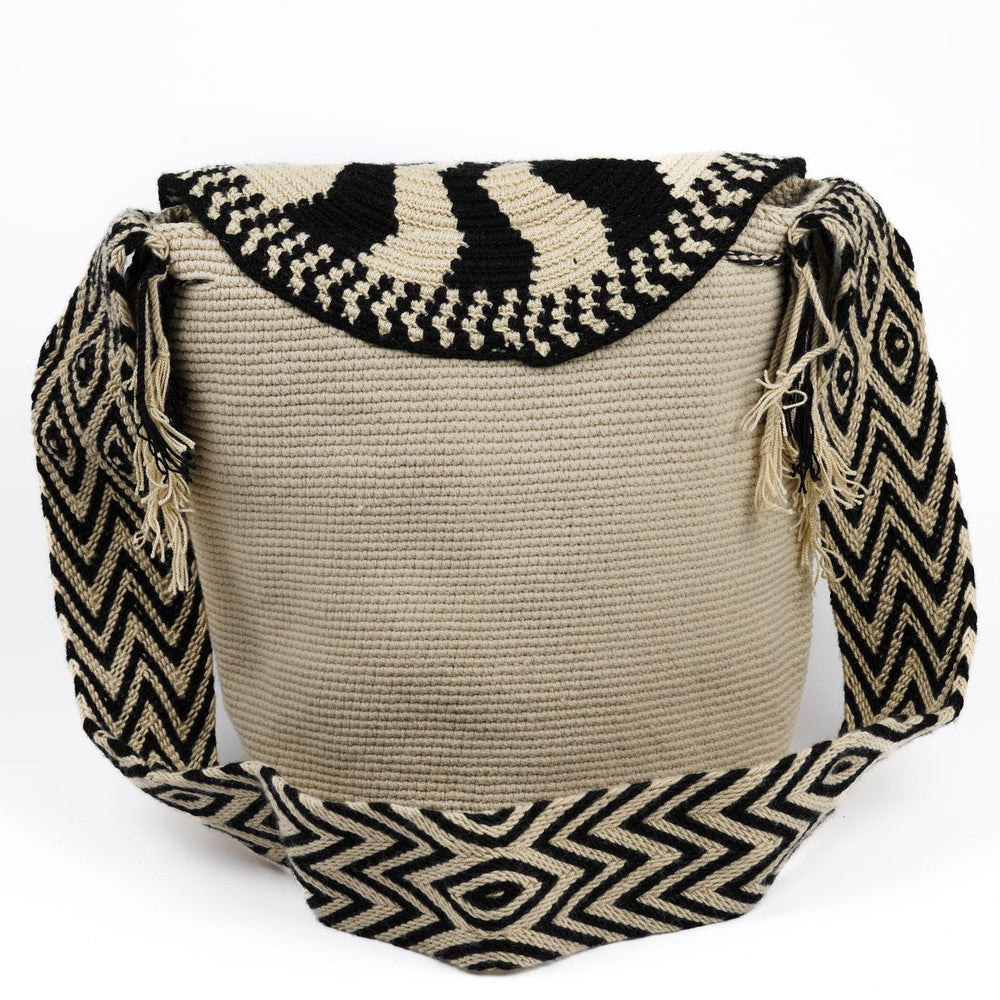 Large Crossbody Bag Beige & Black - Mochila