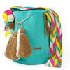Large Crossbody Bag Aqua Flower