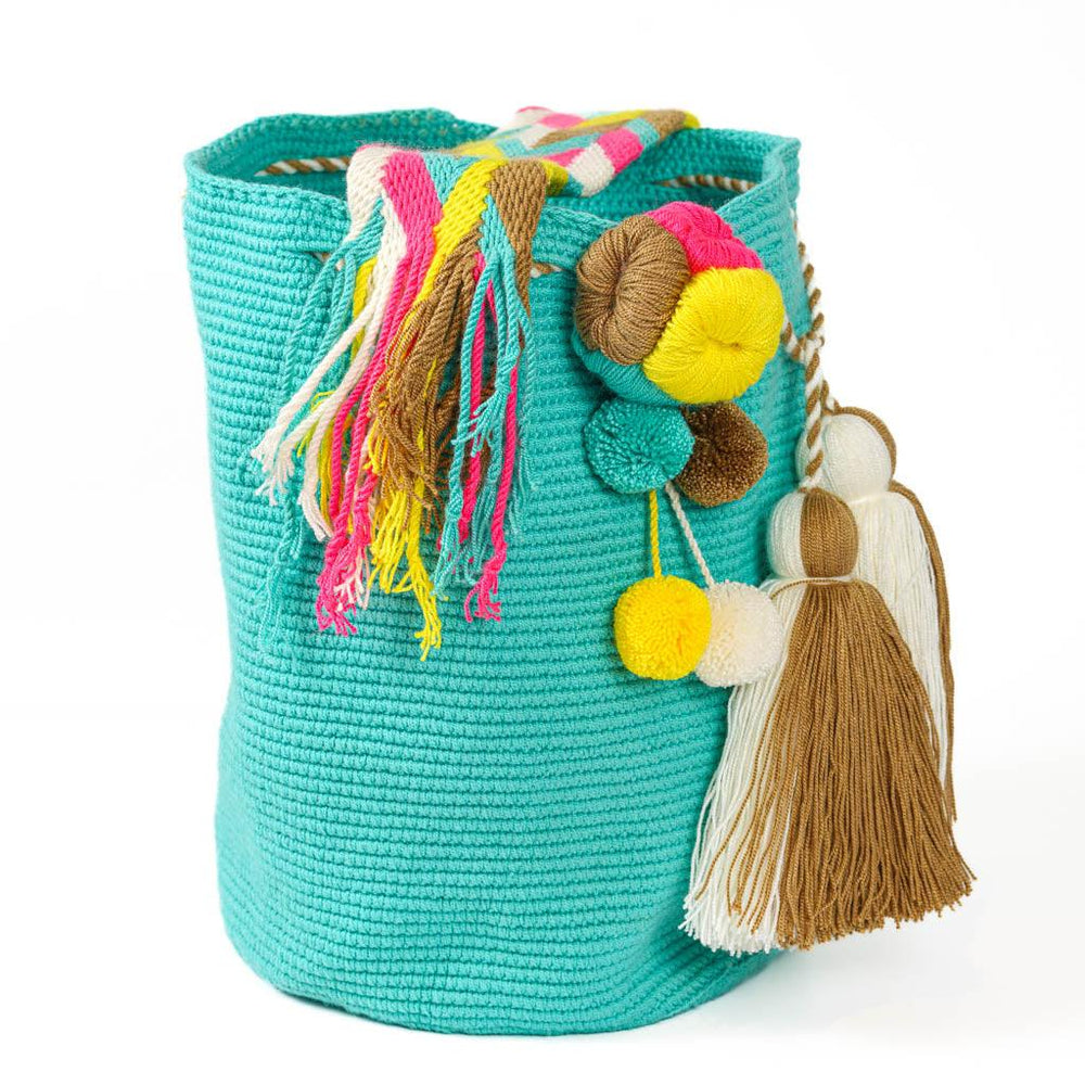 Large Crossbody Bag Aqua Flower