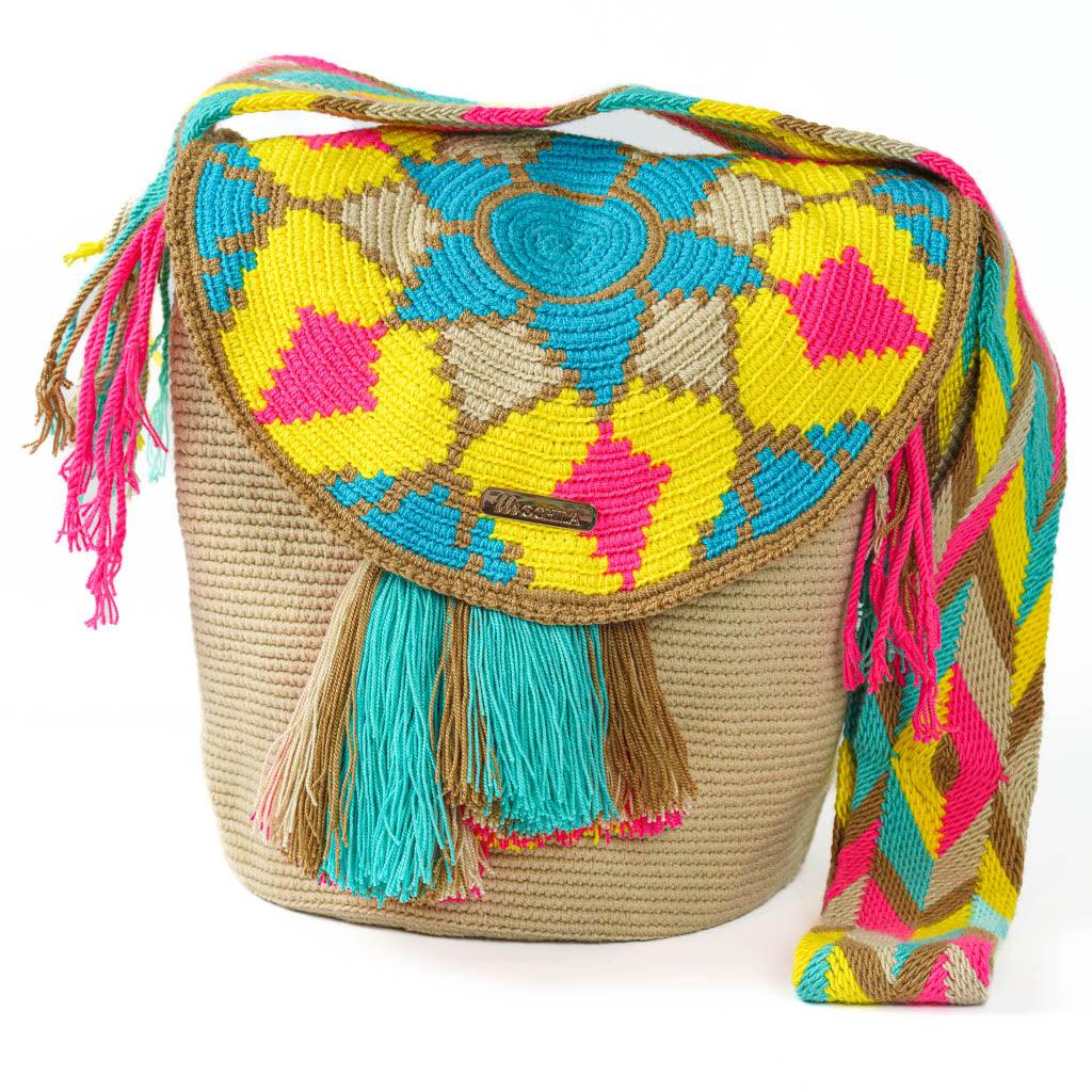 Large Crossbody Bag Beige & Lemon