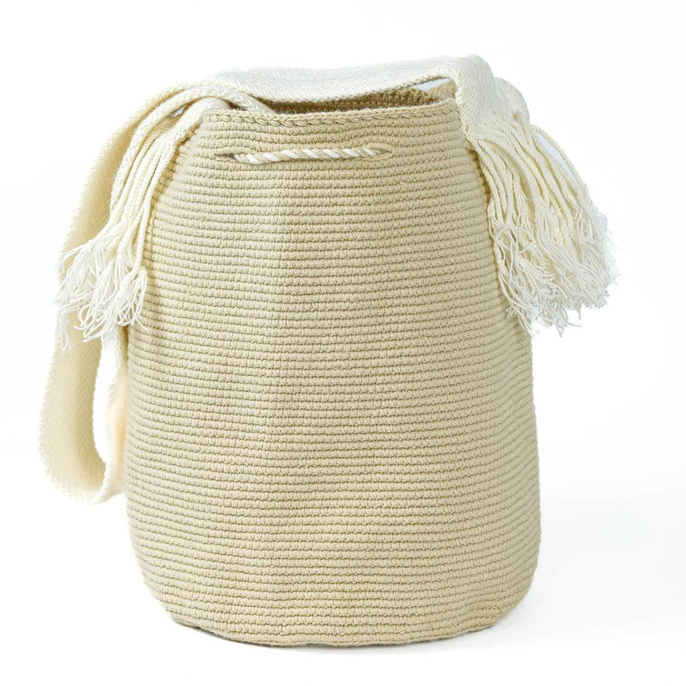 Große Umhängetasche in Beige und Creme