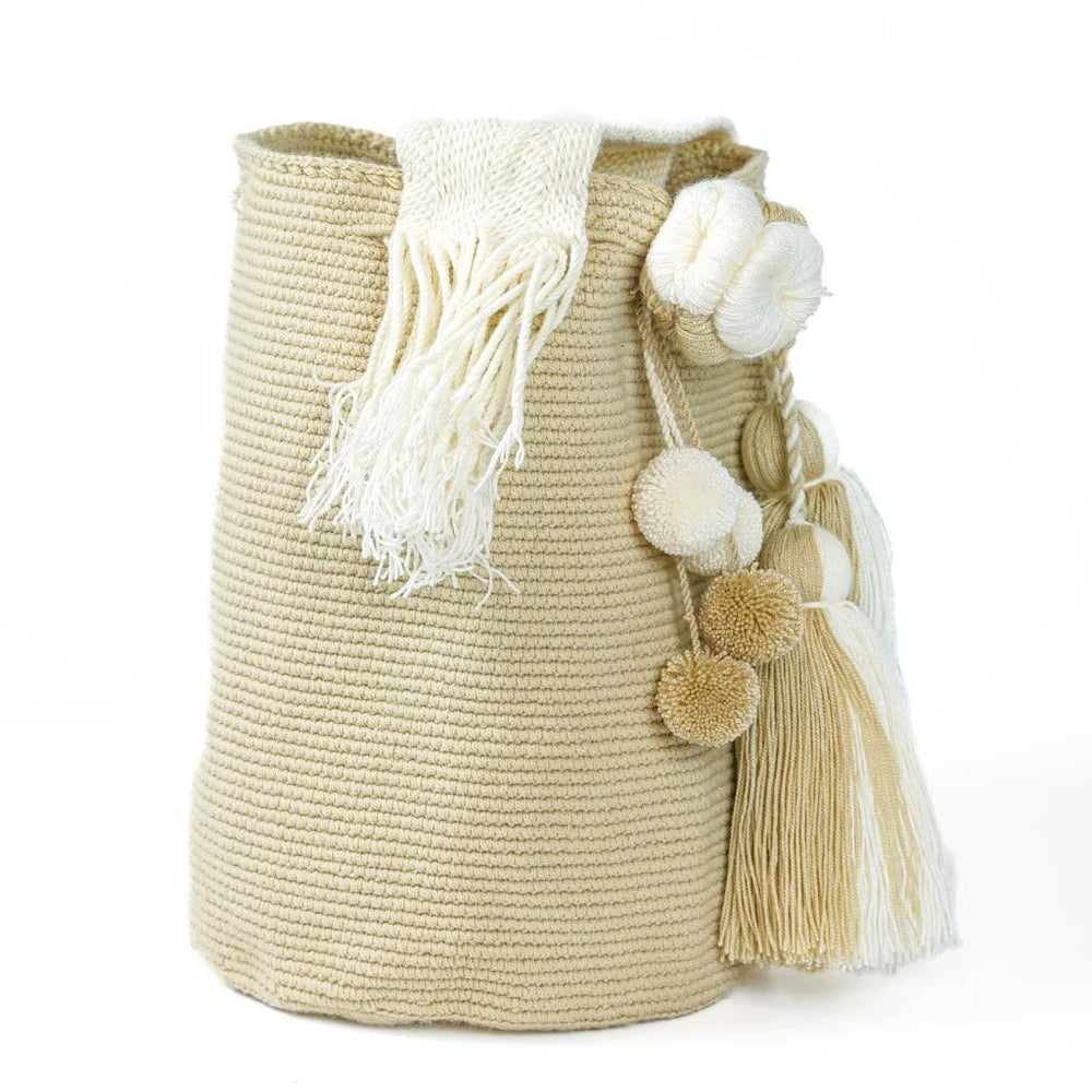 Große Umhängetasche in Beige und Creme
