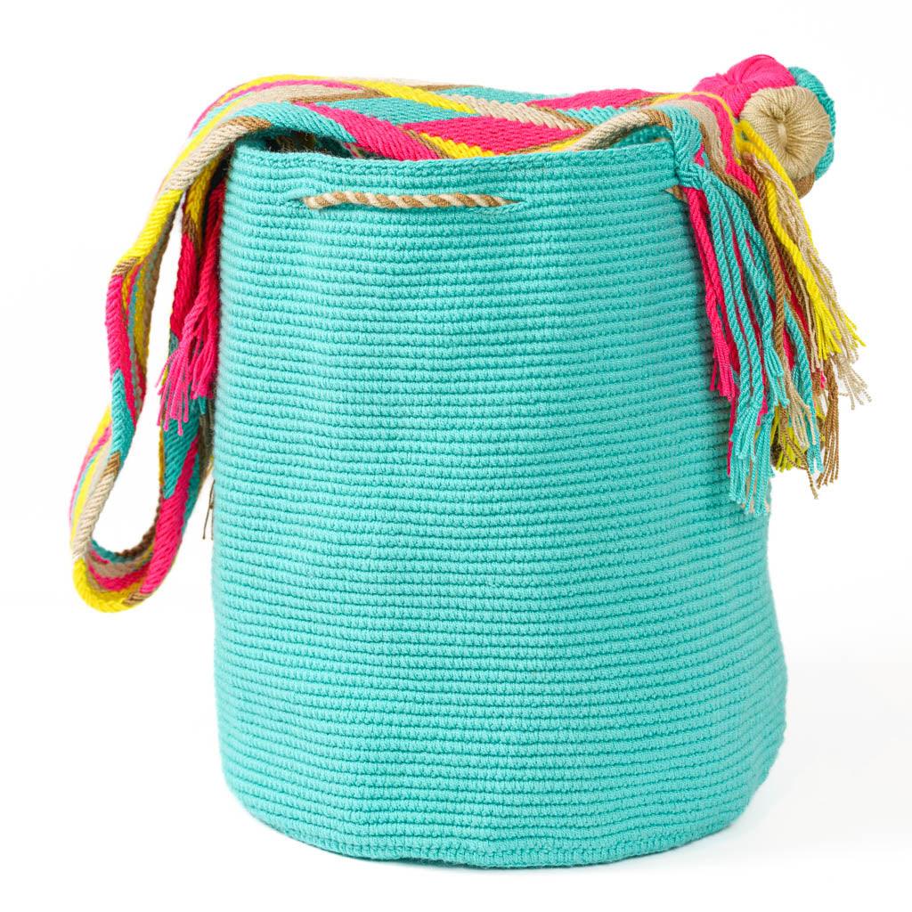 Large Crossbody Bag Aqua & Beige