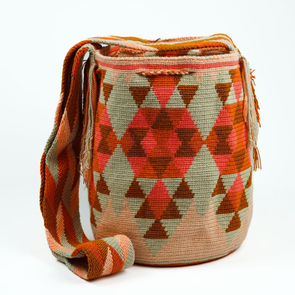 Large Crossbody Bag Cream & Orange - Mochila