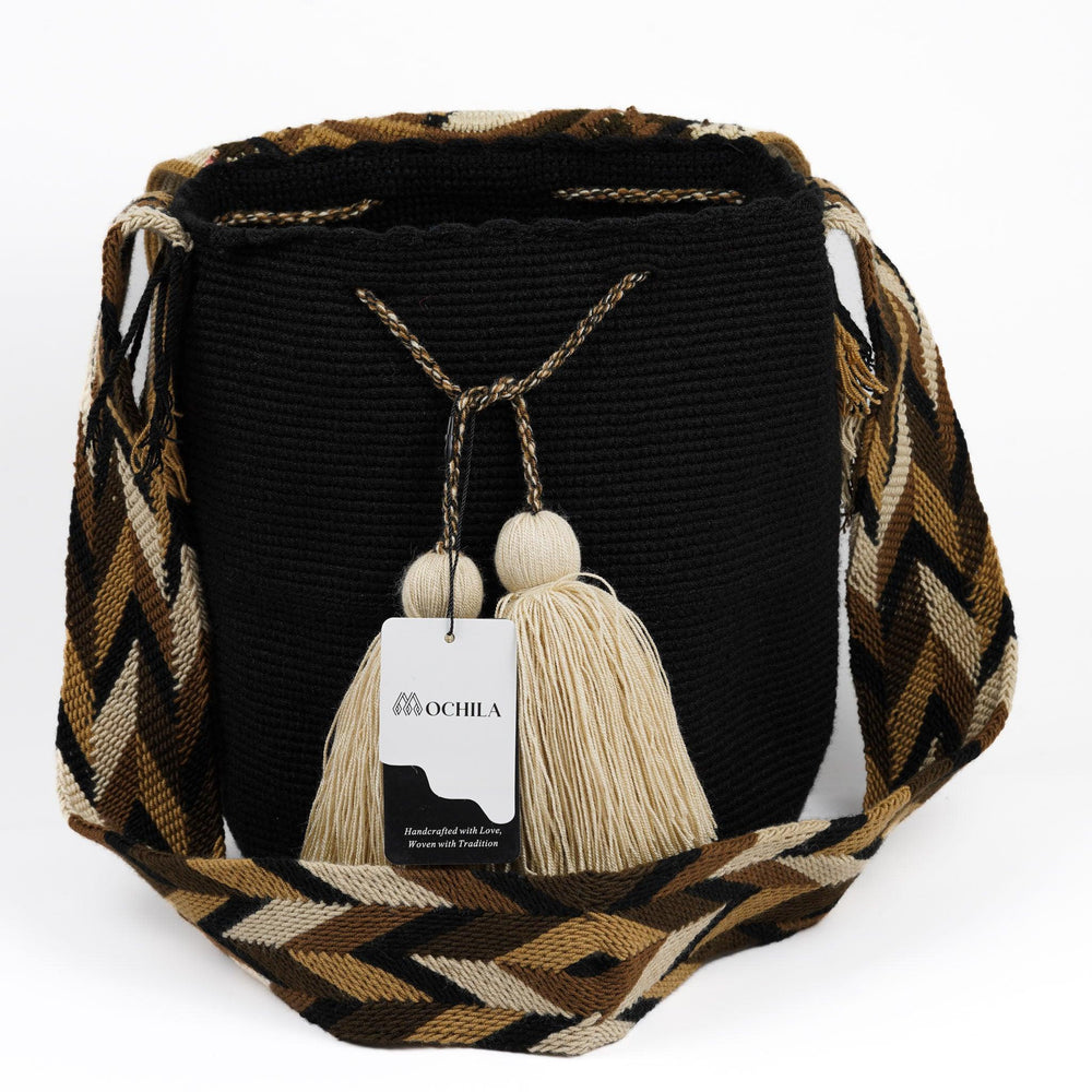 Large Crossbody Bag Black with Brown - Mochila