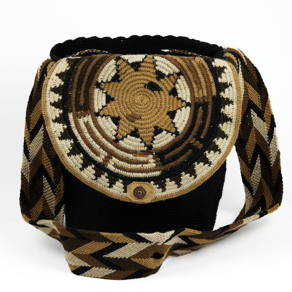 Large Crossbody Bag Black with Brown - Mochila