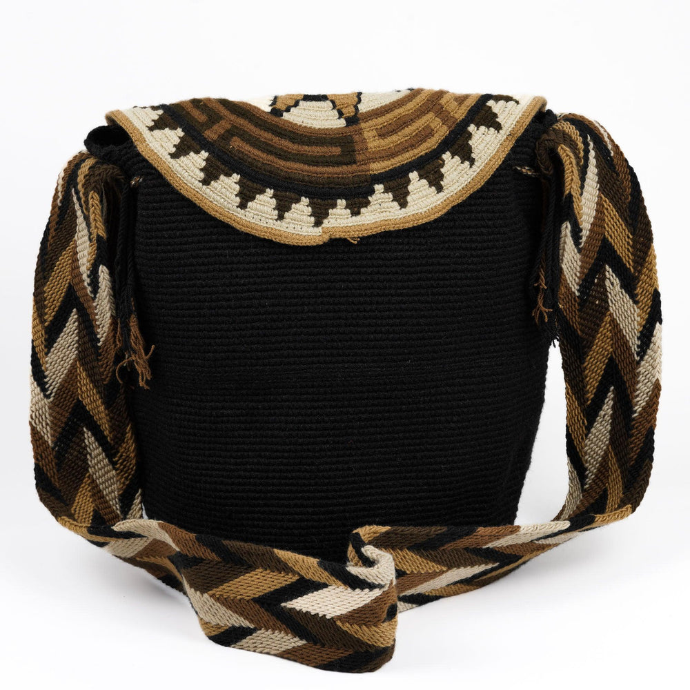 Large Crossbody Bag Black with Brown - Mochila