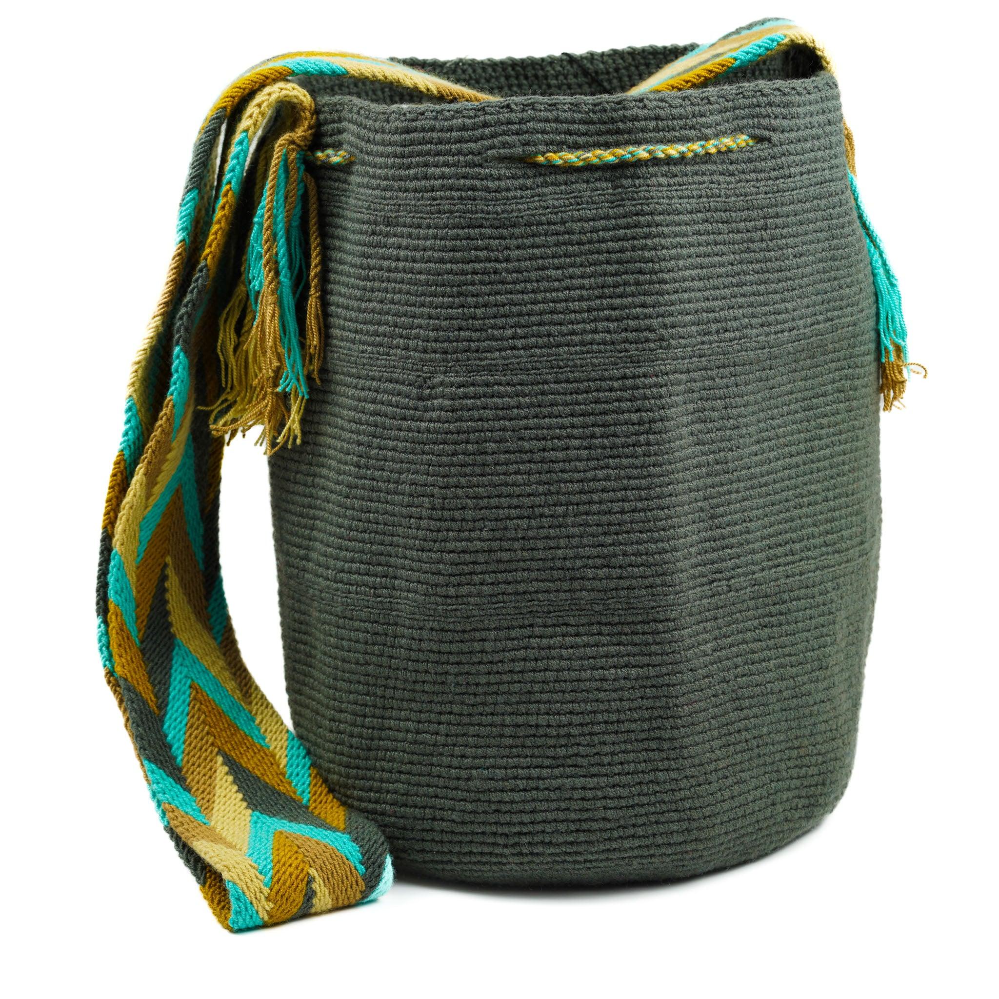 Large Crossbody Bag Grey & Beige Strap - Mochila