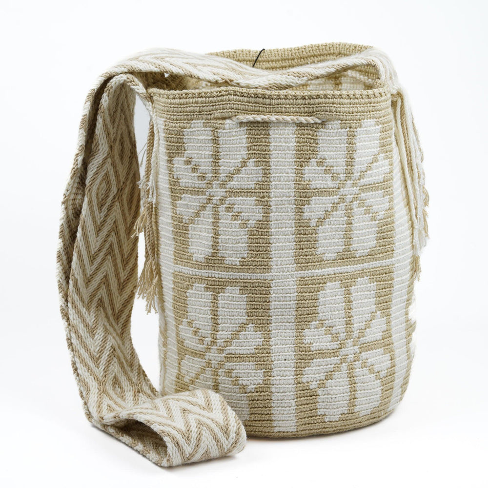 Large Crossbody Bag White flower - Mochila