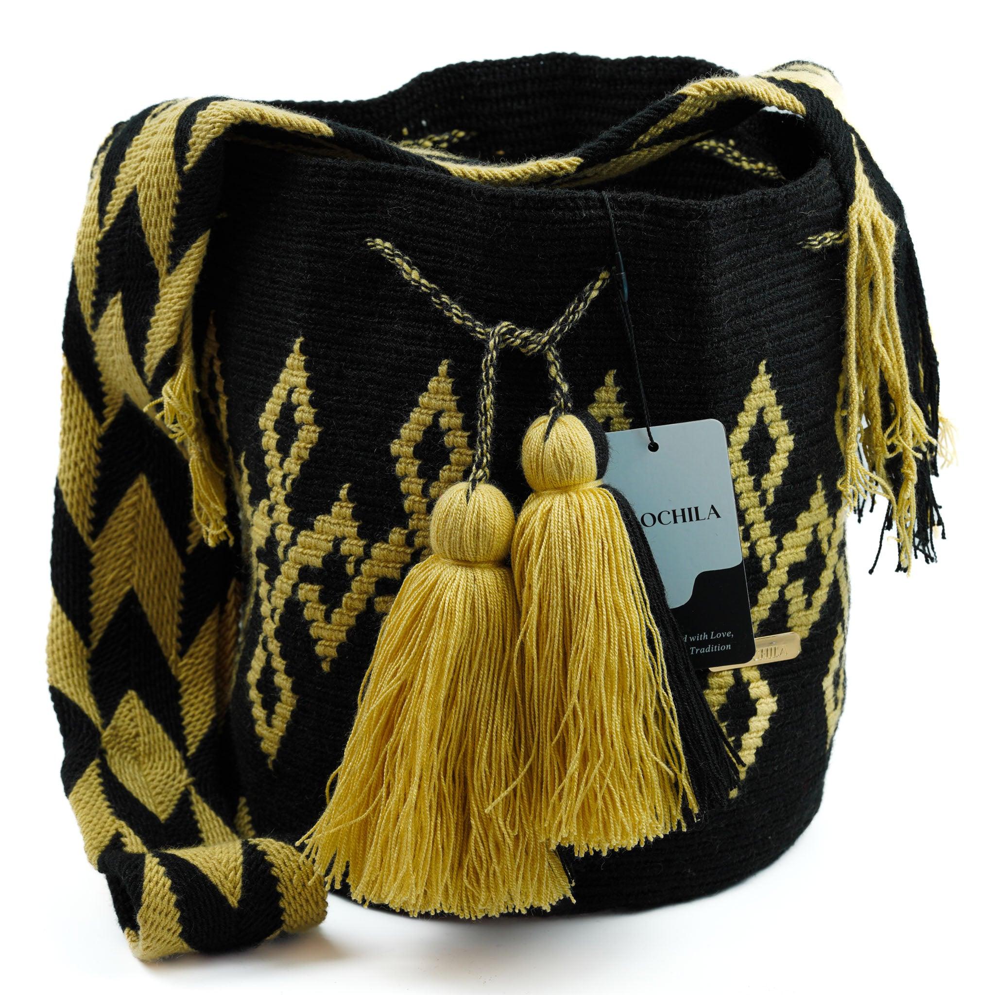 Large Crossbody Bag Black & Gold - Mochila
