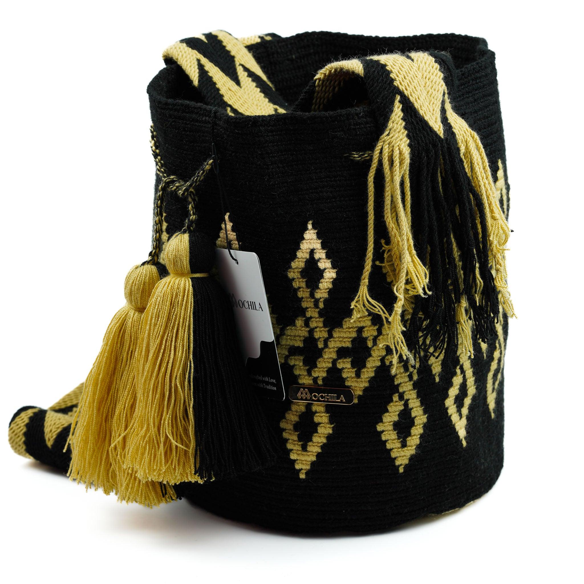 Large Crossbody Bag Black & Gold - Mochila