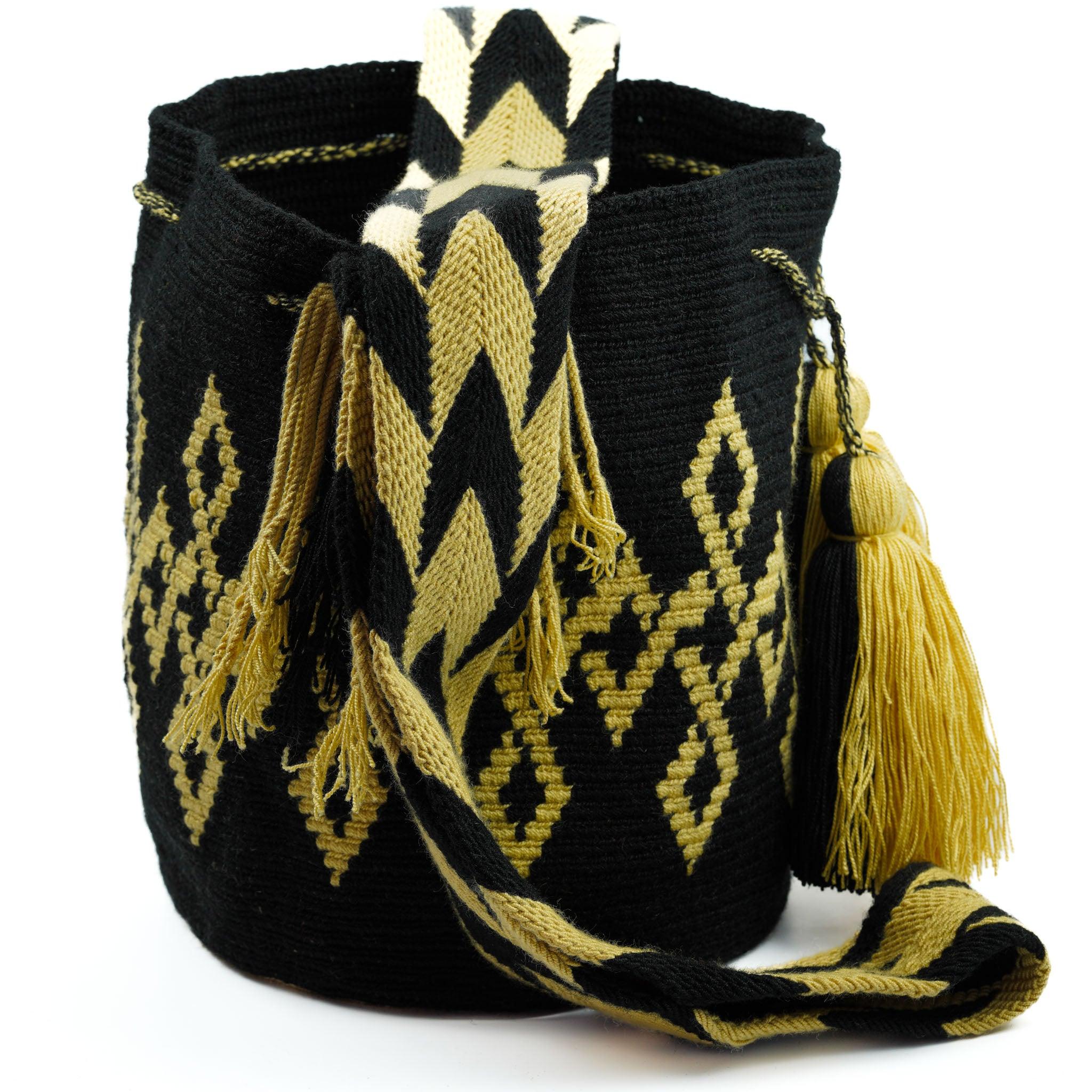 Large Crossbody Bag Black & Gold - Mochila