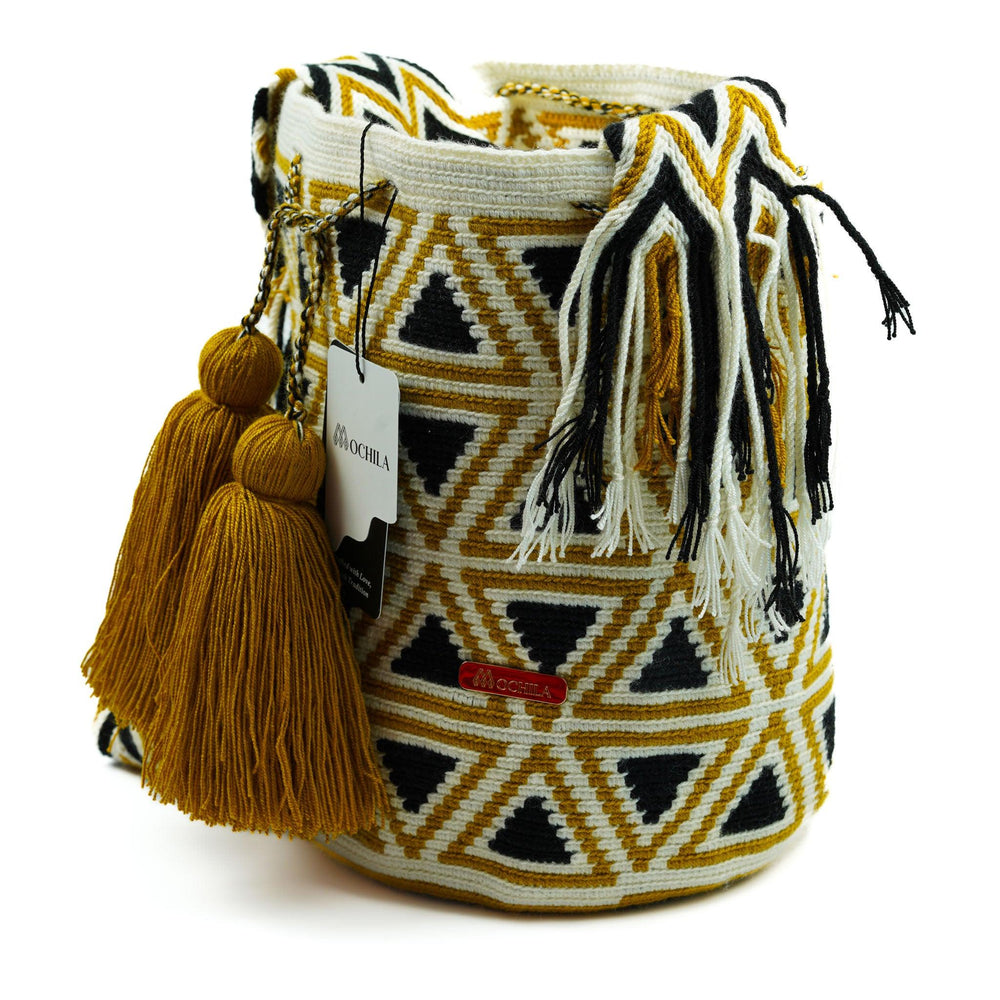 Large Crossbody Bag Black & Mustard - Mochila