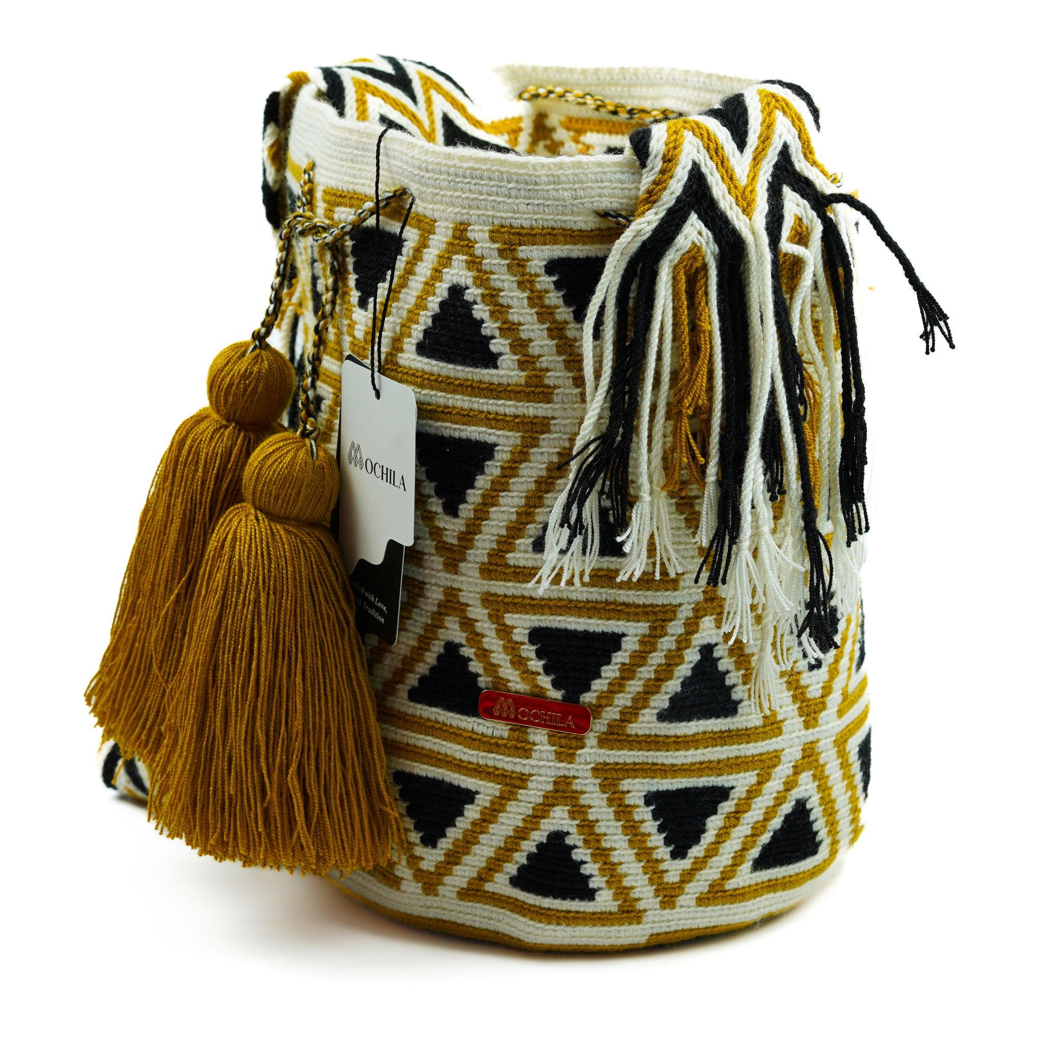 Large Crossbody Bag Black & Mustard - Mochila
