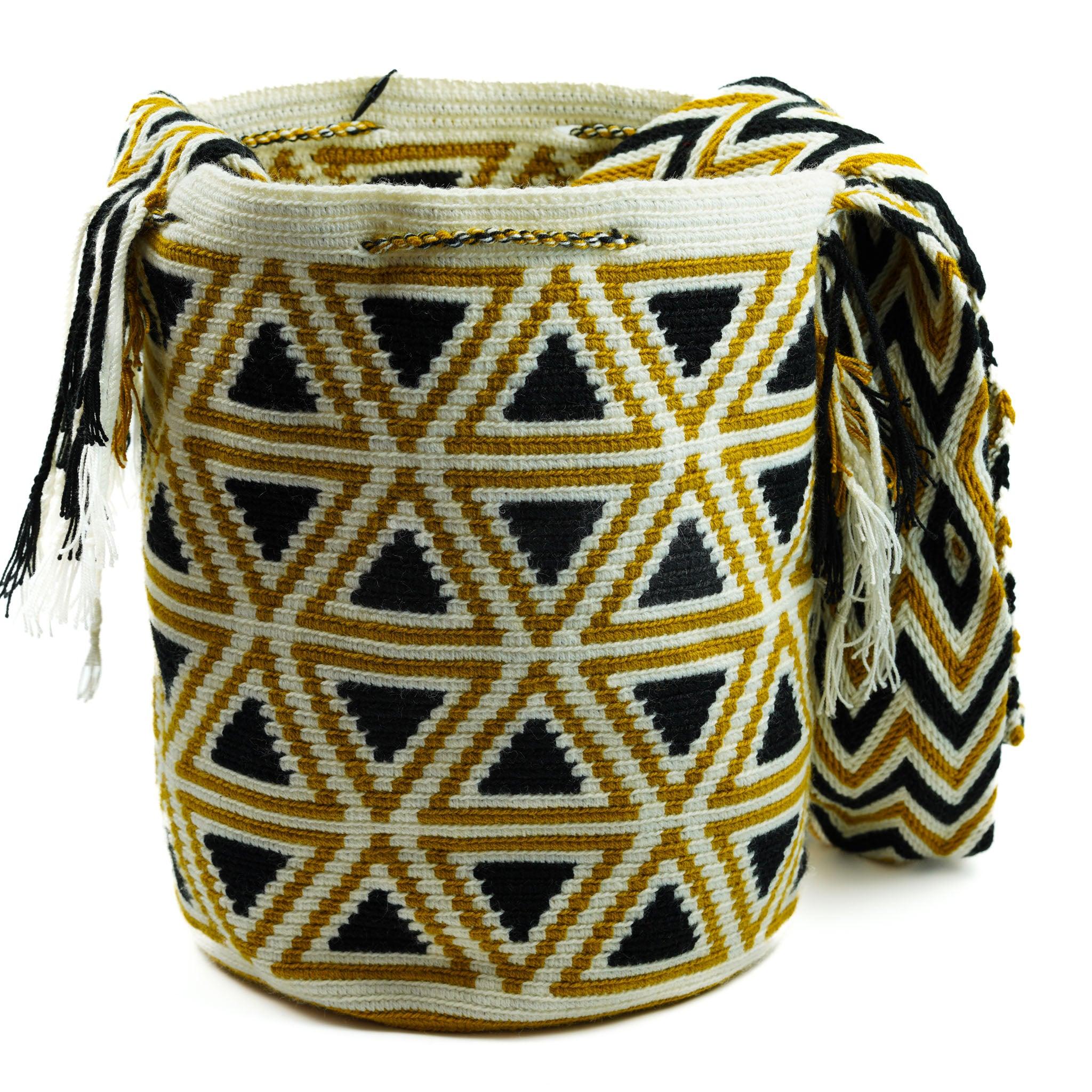 Large Crossbody Bag Black & Mustard - Mochila