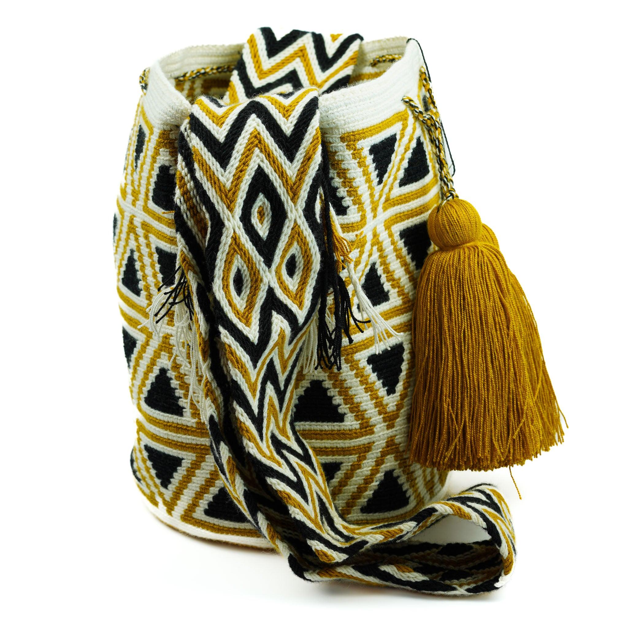 Large Crossbody Bag Black & Mustard - Mochila