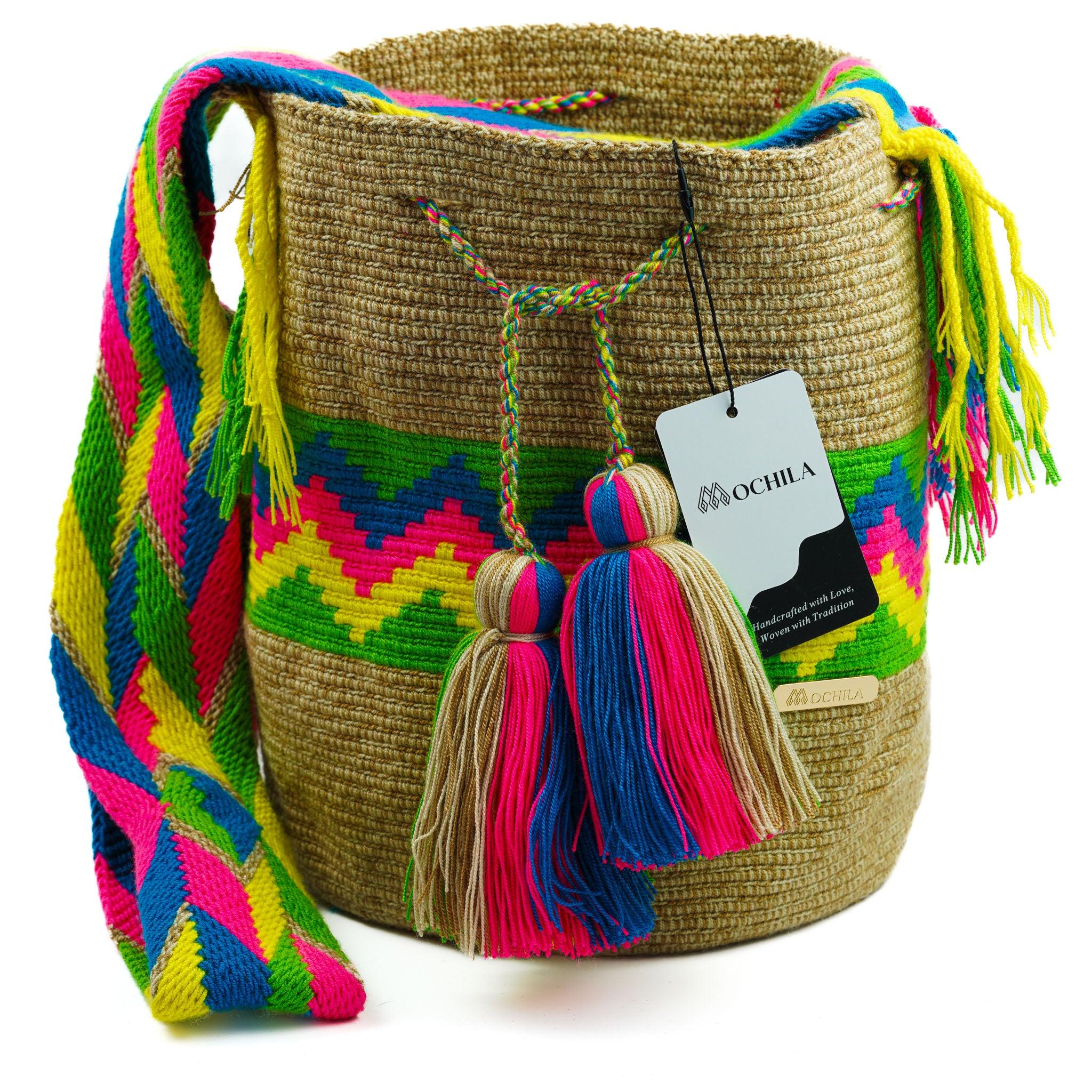 Large Crossbody Bag Multicolor Beige - Mochila