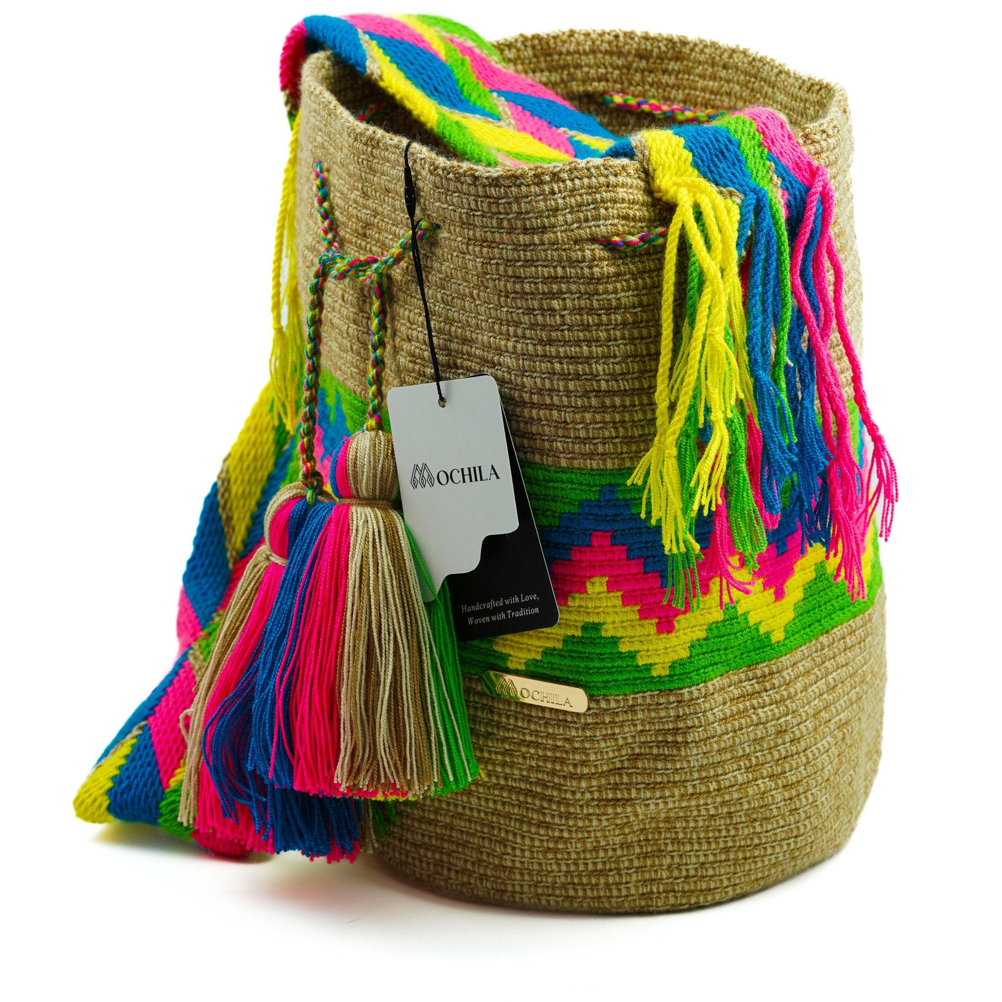 Large Crossbody Bag Multicolor Beige - Mochila