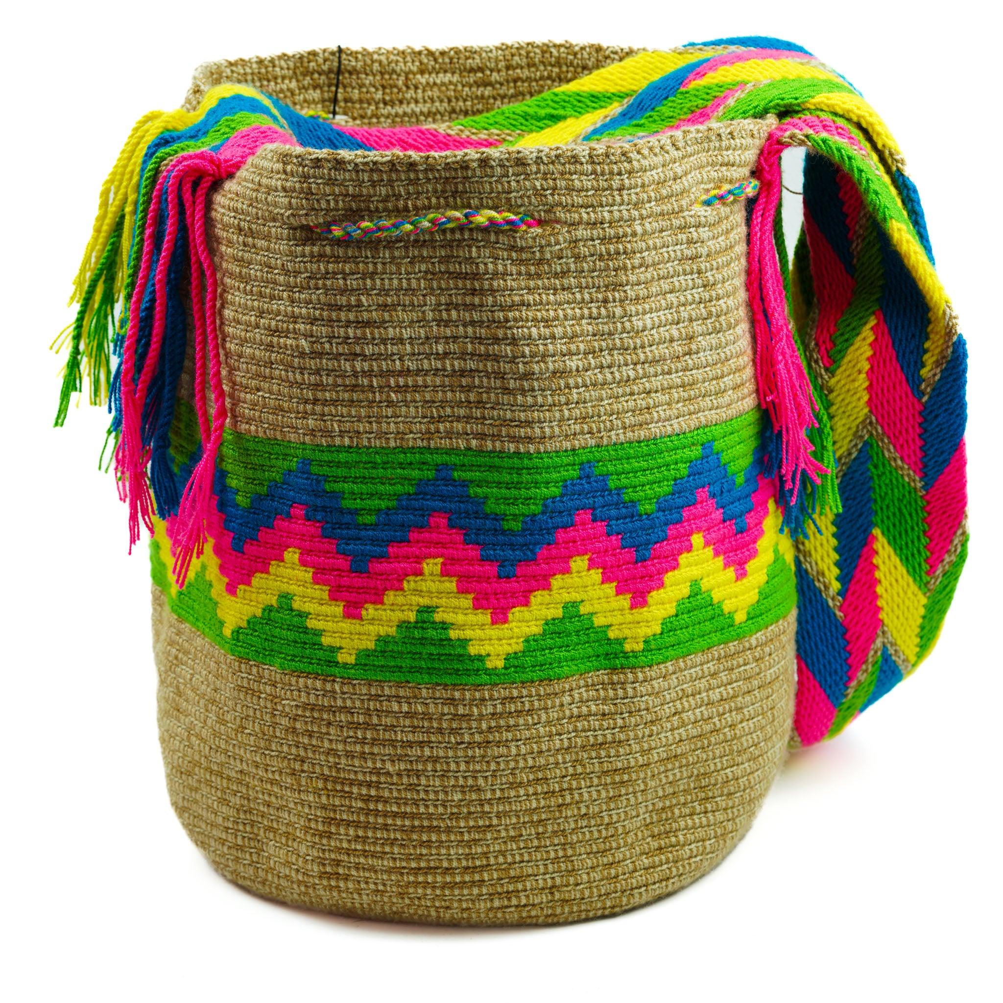Large Crossbody Bag Multicolor Beige - Mochila