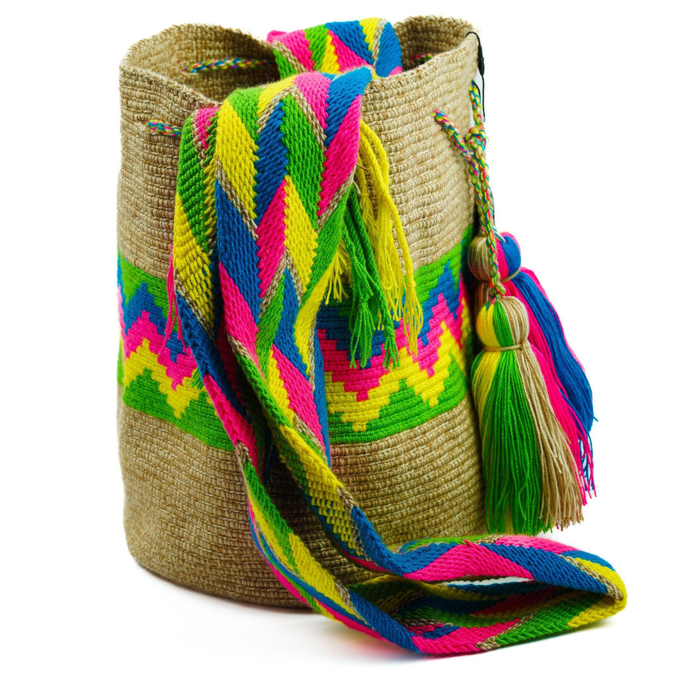 Large Crossbody Bag Multicolor Beige - Mochila