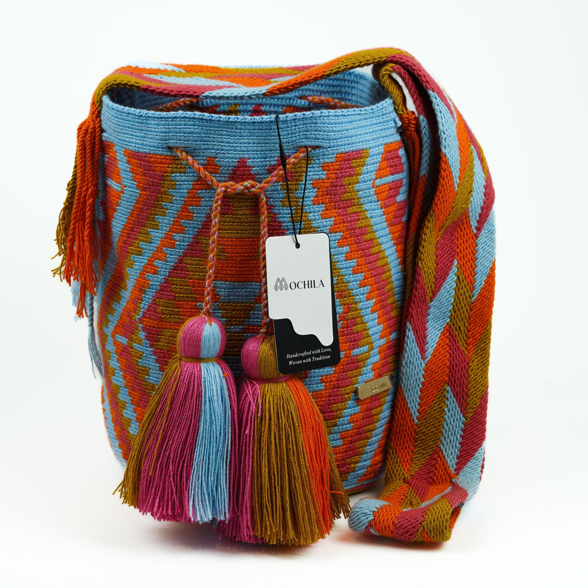 Large Crossbody Bag Blue & Orange - Mochila