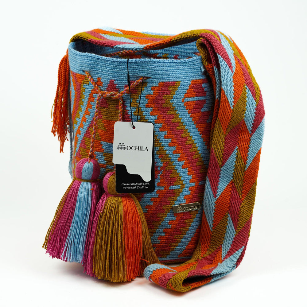 Large Crossbody Bag Blue & Orange - Mochila