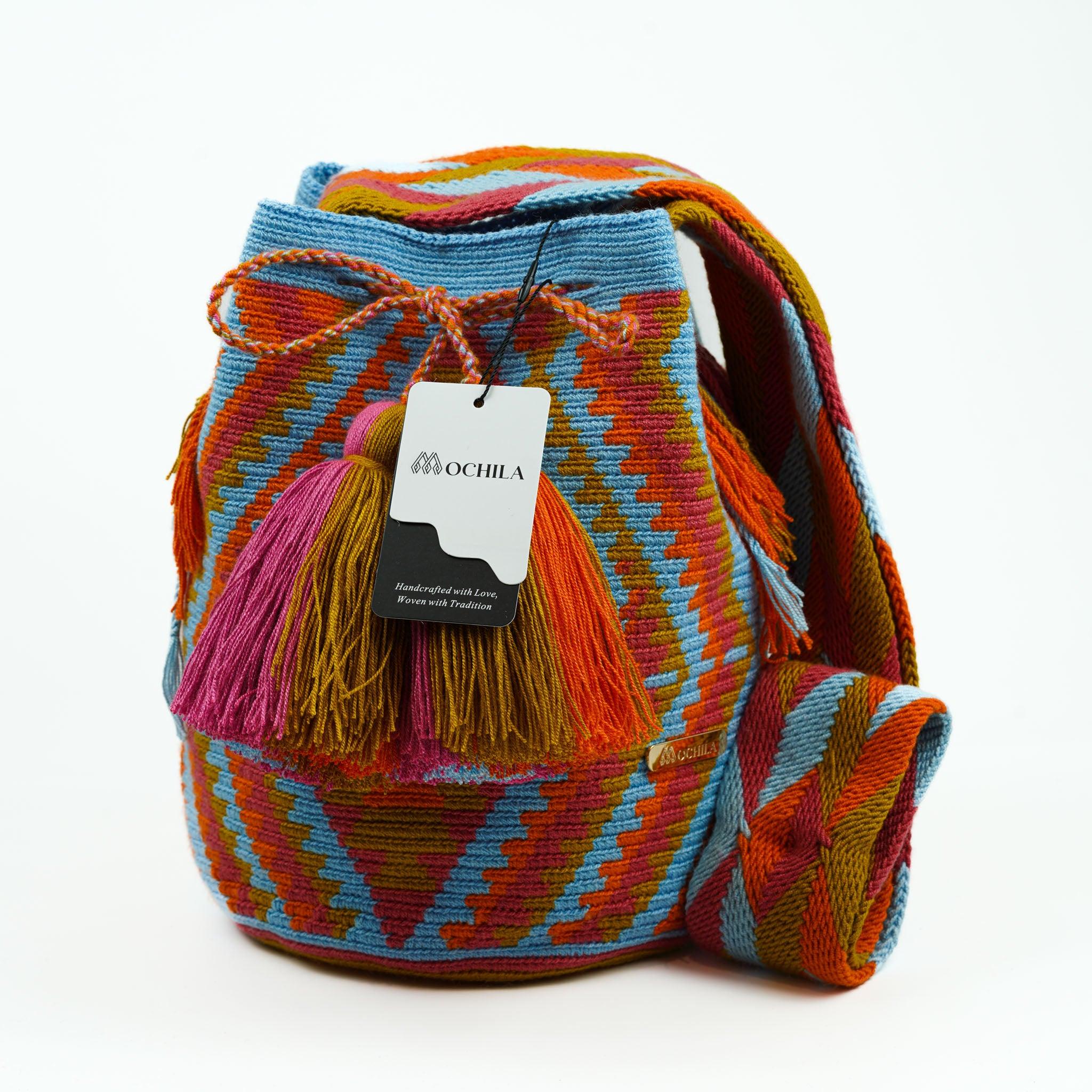 Large Crossbody Bag Blue & Orange - Mochila