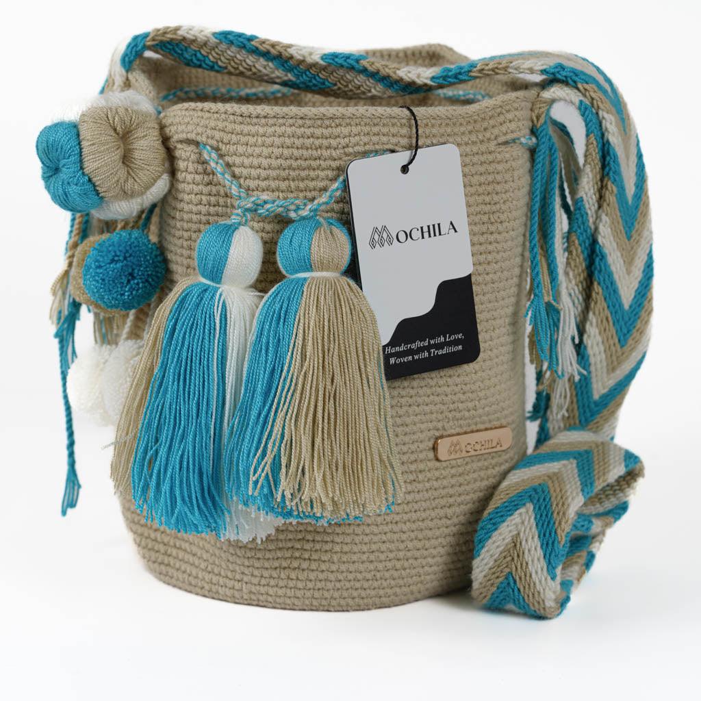 Medium Crossbody Bag Beige & Blue