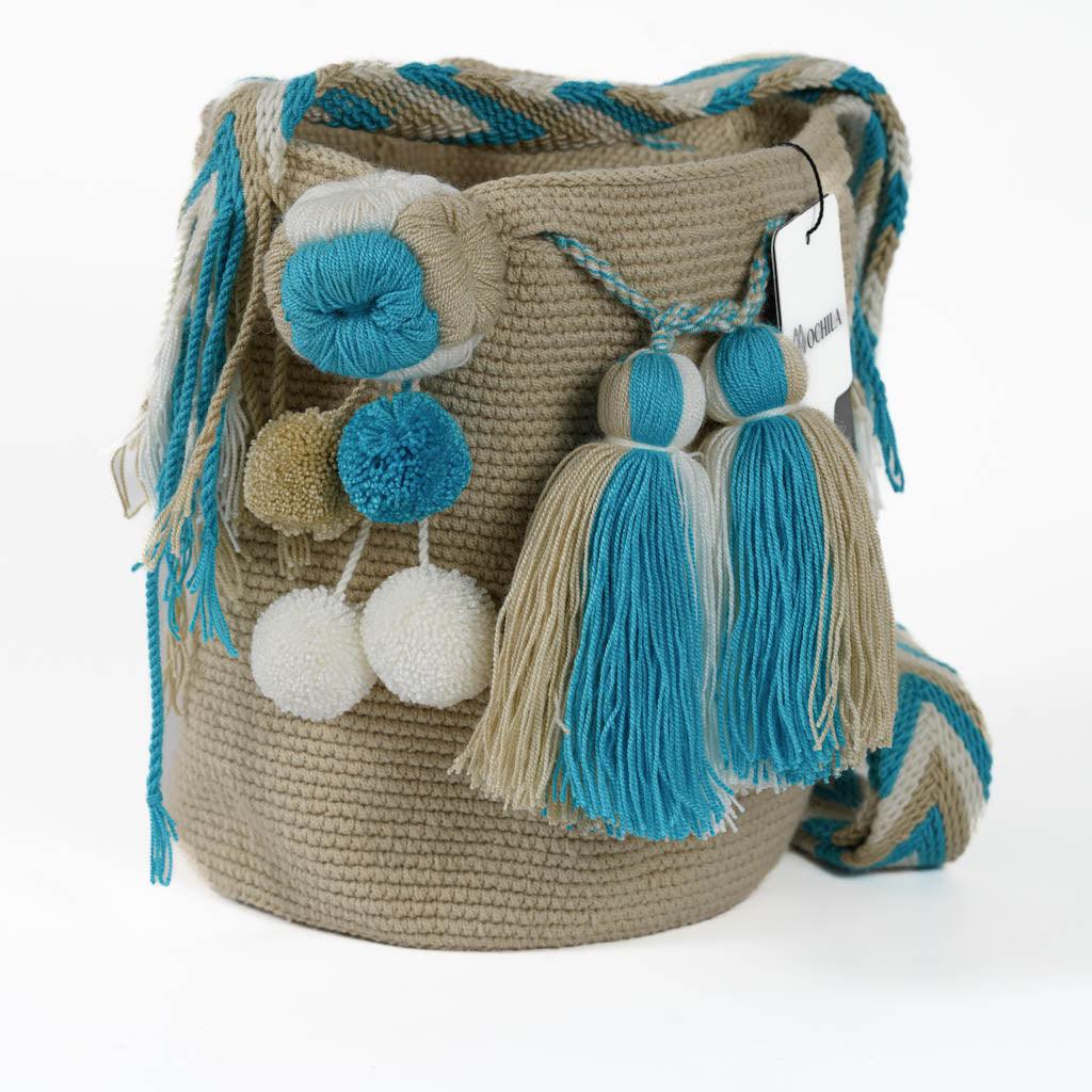 Medium Crossbody Bag Beige & Blue